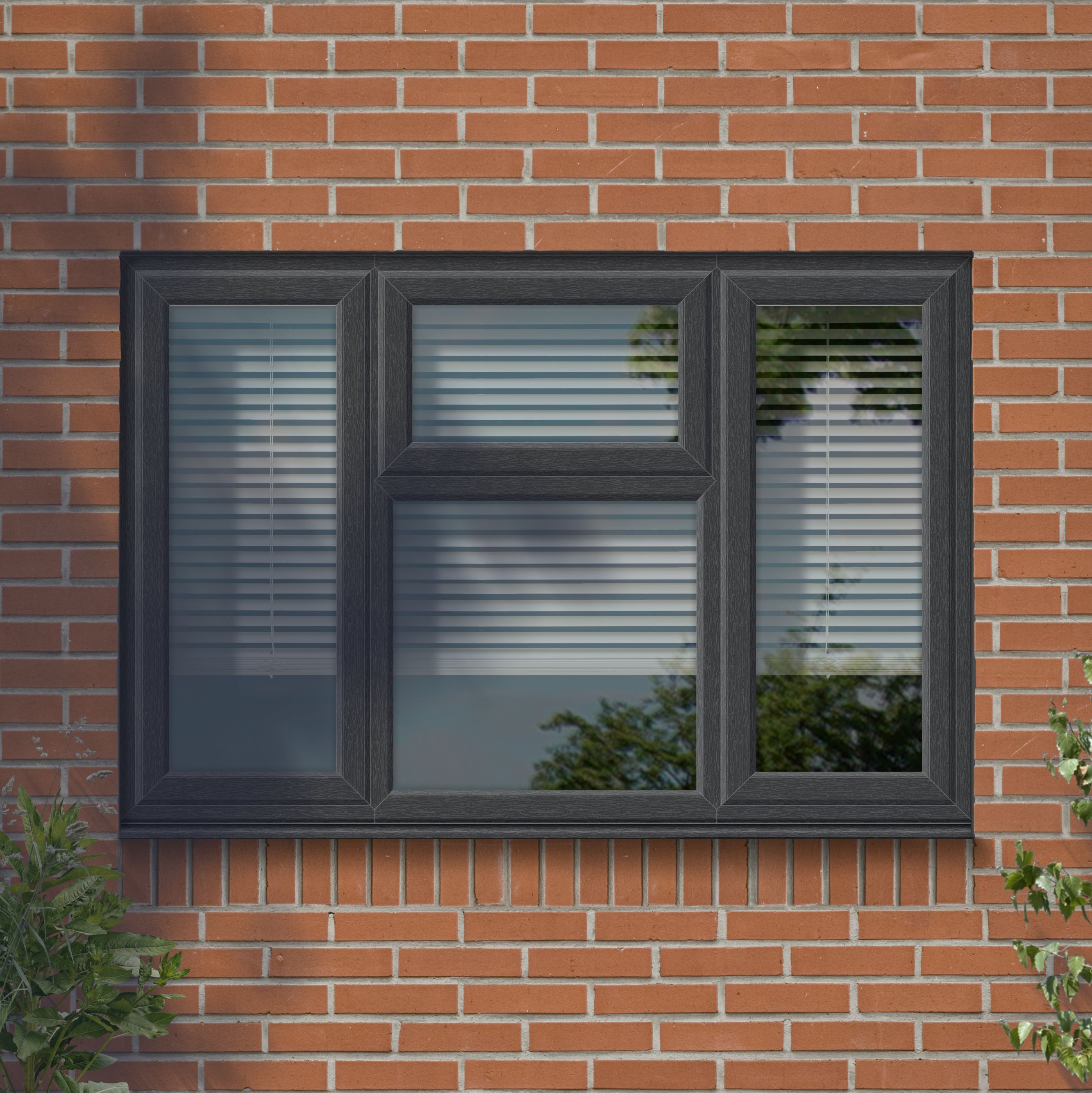 Fortia 4P Clear Glazed Anthracite uPVC LH & RH Side & top hung Window, (H)1040mm (W)1770mm