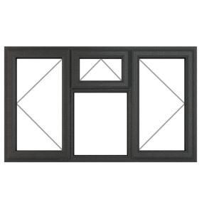 Fortia 4P Clear Glazed Anthracite uPVC LH & RH Side & top hung Window, (H)1115mm (W)1770mm
