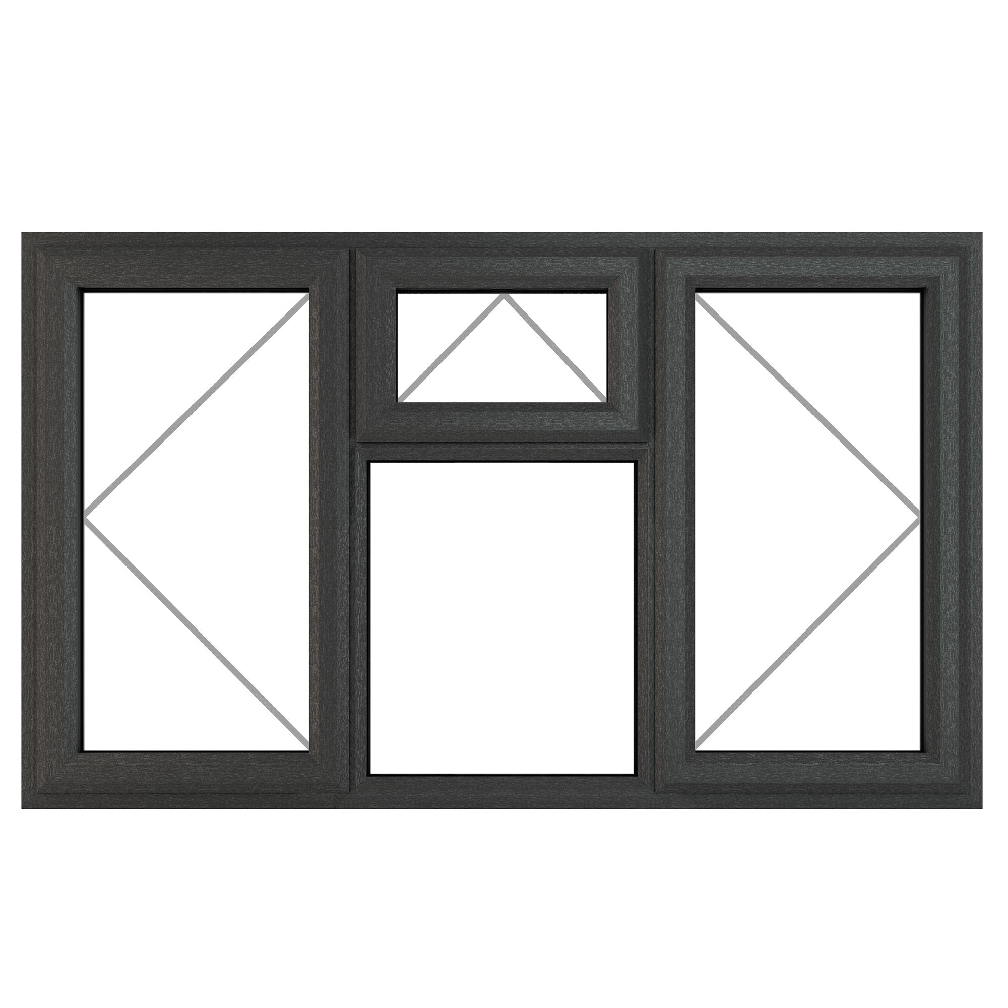 Fortia 4P Clear Glazed Anthracite uPVC LH & RH Side & top hung Window, (H)1190mm (W)1770mm