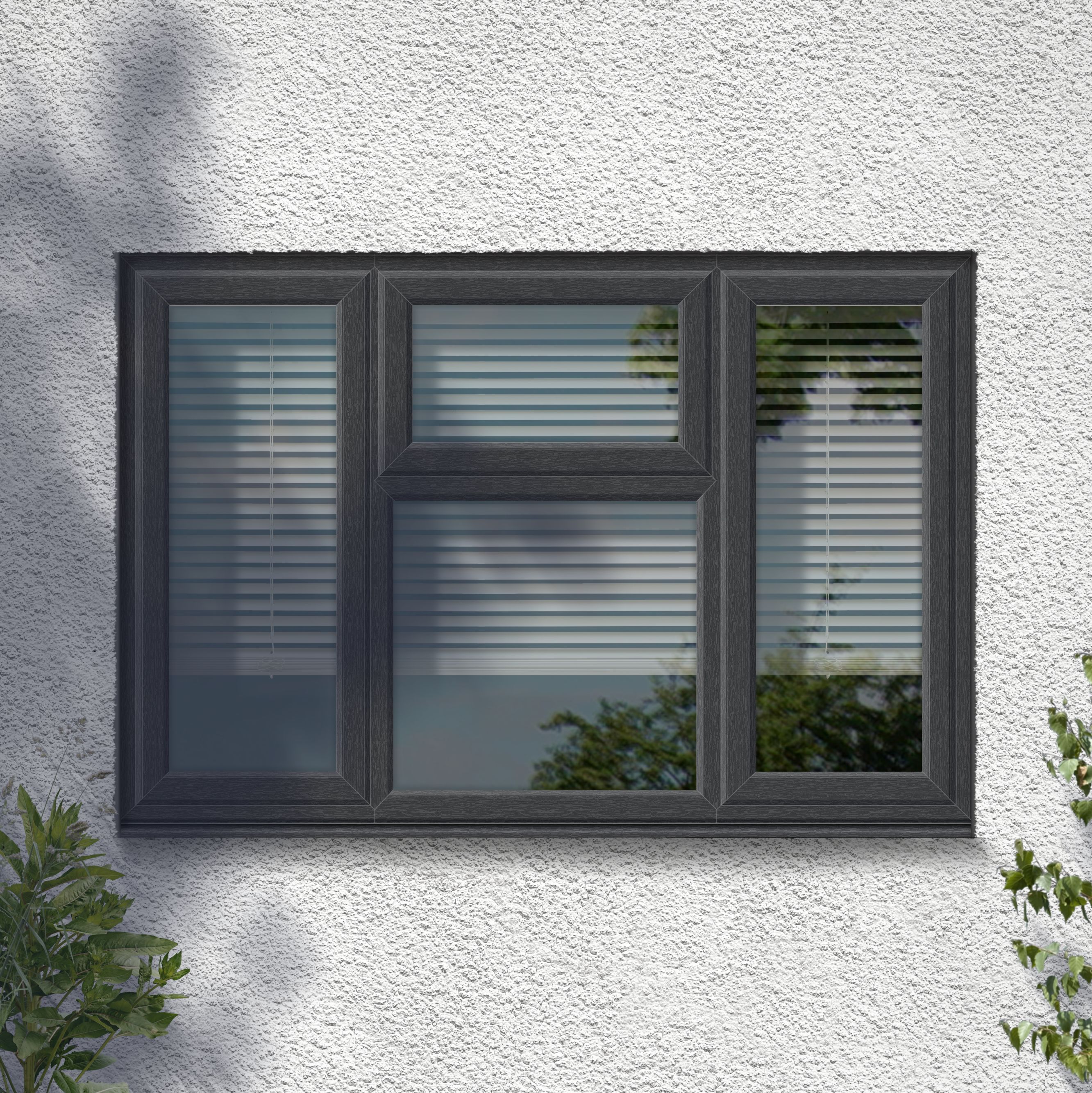 Fortia 4P Clear Glazed Anthracite uPVC LH & RH Side & top hung Window, (H)965mm (W)1770mm