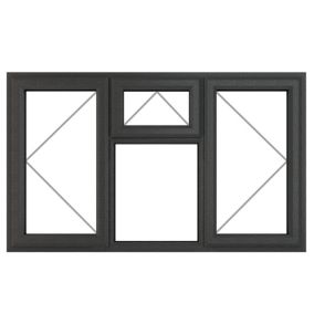 Fortia 4P Clear Glazed Anthracite/White uPVC Left & right-handed Side & top hung Window, (H)1040mm (W)1770mm