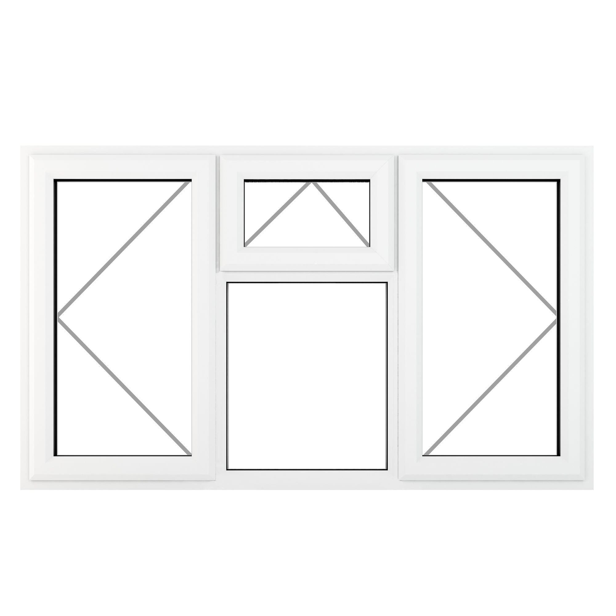 Fortia 4P Clear Glazed White uPVC LH & RH Side & top hung Window, (H)1115mm (W)1770mm