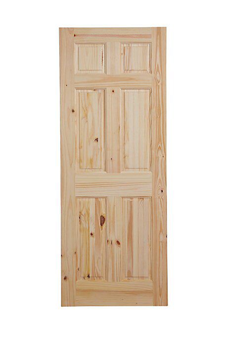 Fortia 6 panel Unglazed Victorian Natural Pine veneer Internal Timber Door, (H)2040mm (W)726mm (T)40mm