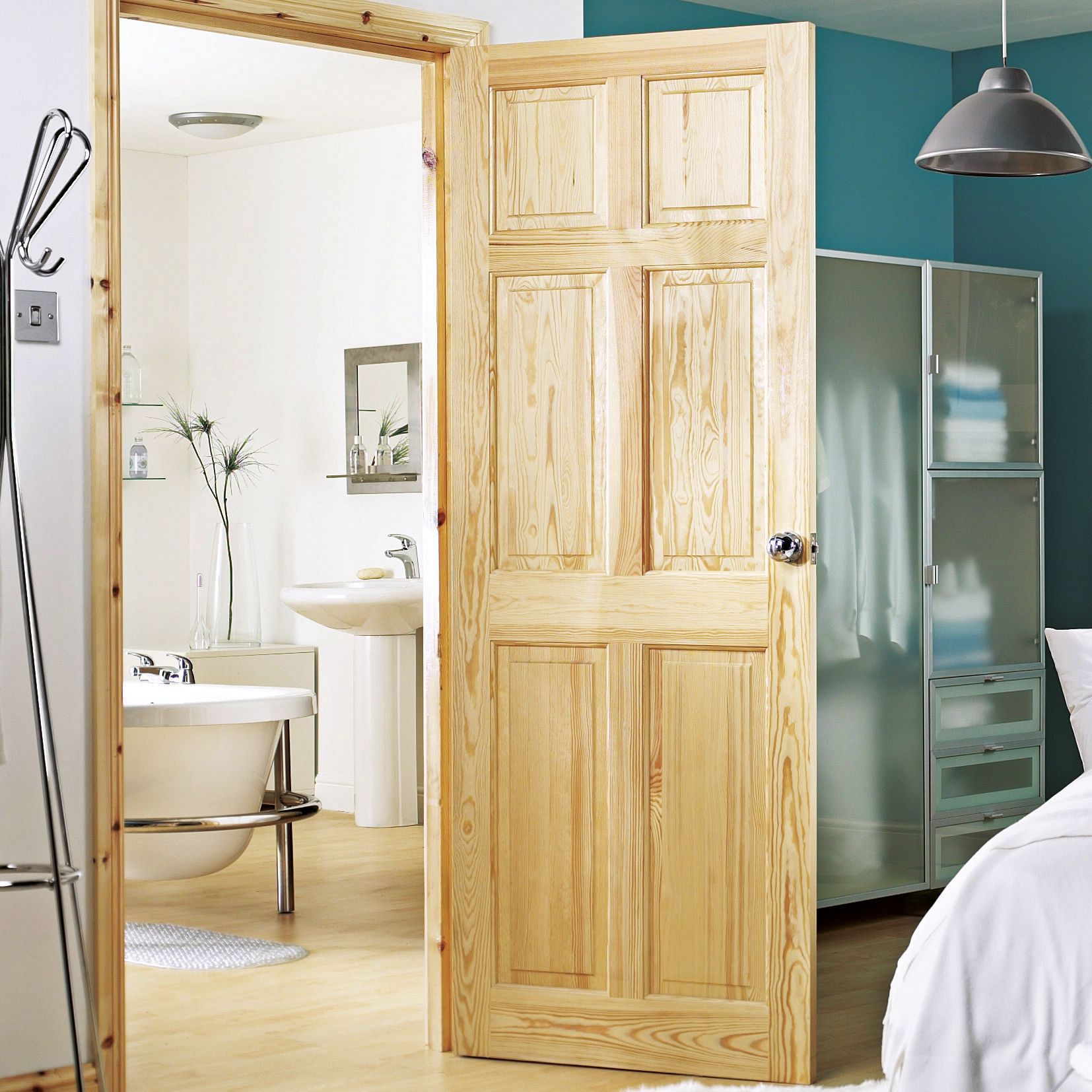 Fortia 6 panel Unglazed Victorian Pine veneer Internal Clear pine Door, (H)1981mm (W)838mm (T)35mm