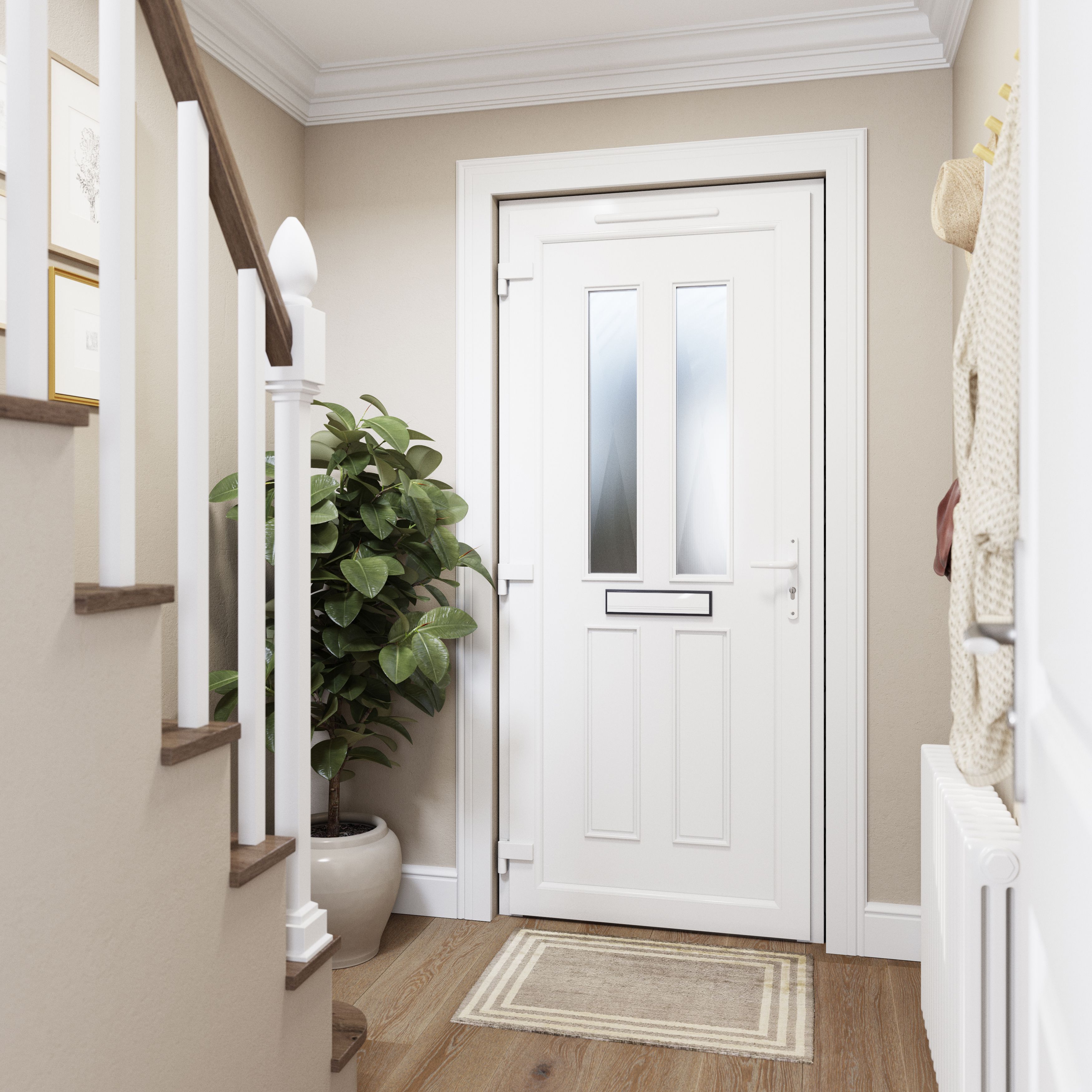 Fortia Chesil Frosted glass Frosted Glazed Anthracite RH External Front Door set, (H)2085mm (W)840mm