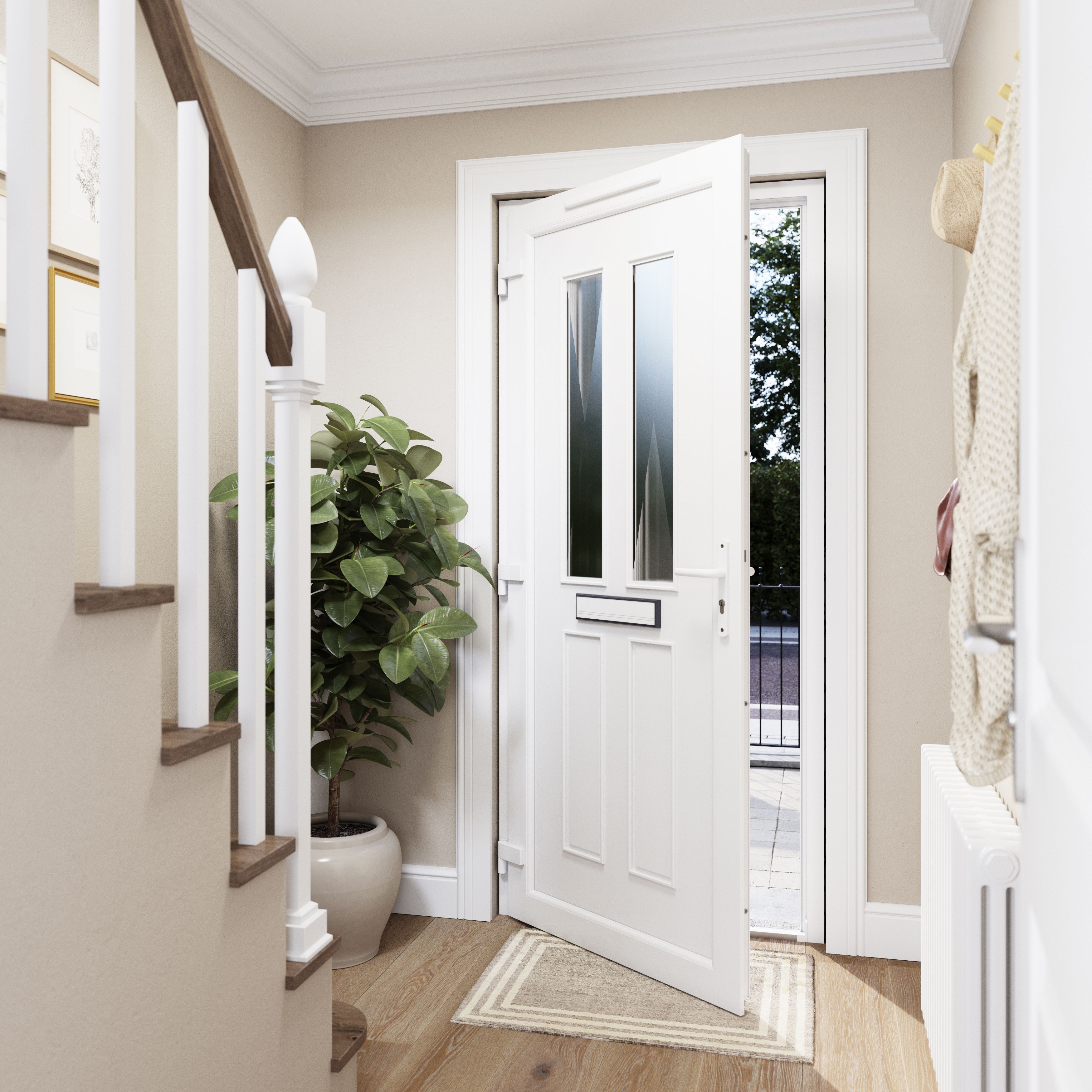 Fortia Chesil Frosted glass Frosted Glazed Anthracite RH External Front Door set, (H)2085mm (W)840mm