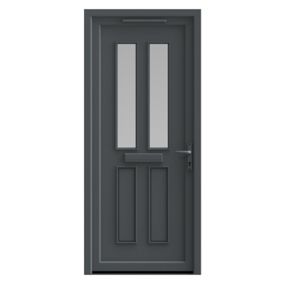 Fortia Chesil Frosted Glazed Anthracite LH External Front Door set, (H)2085mm (W)840mm