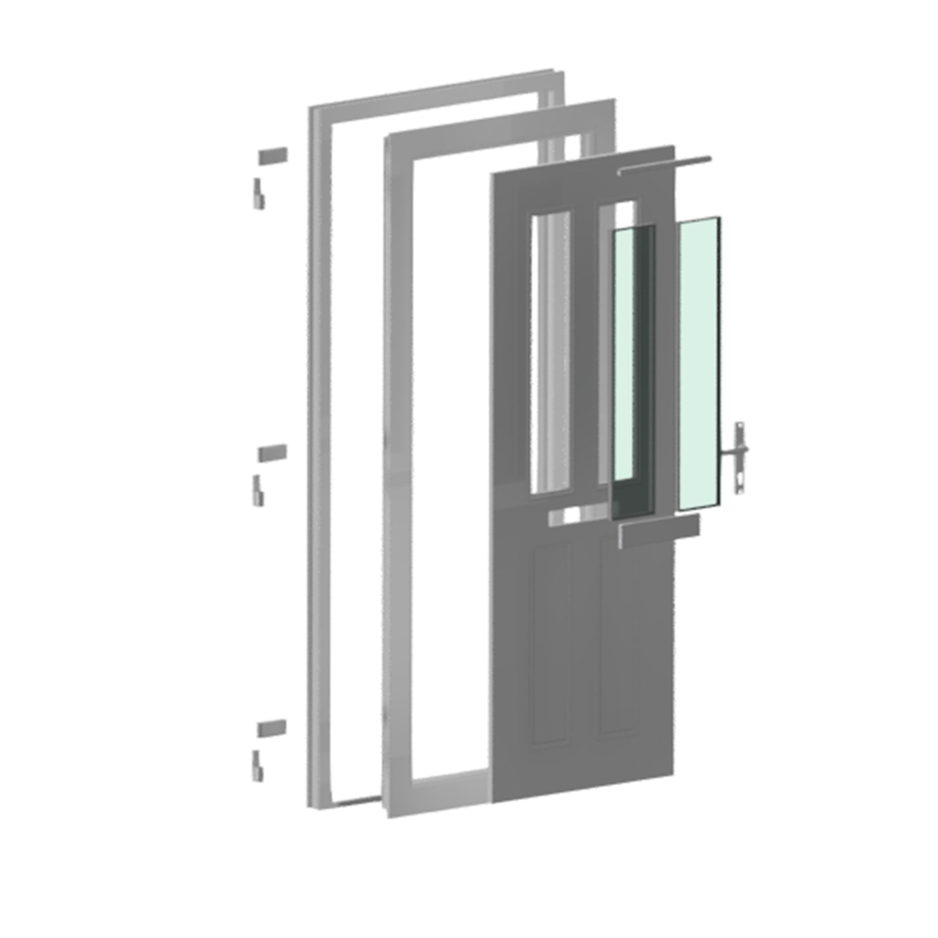 Fortia Chesil Frosted Glazed Anthracite LH External Front Door set, (H)2085mm (W)840mm