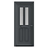 Fortia Chesil Frosted Glazed Anthracite LH External Front Door set, (H)2085mm (W)920mm