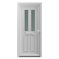 Fortia Chesil Frosted Glazed White LH External Front Door set, (H)2085mm (W)840mm