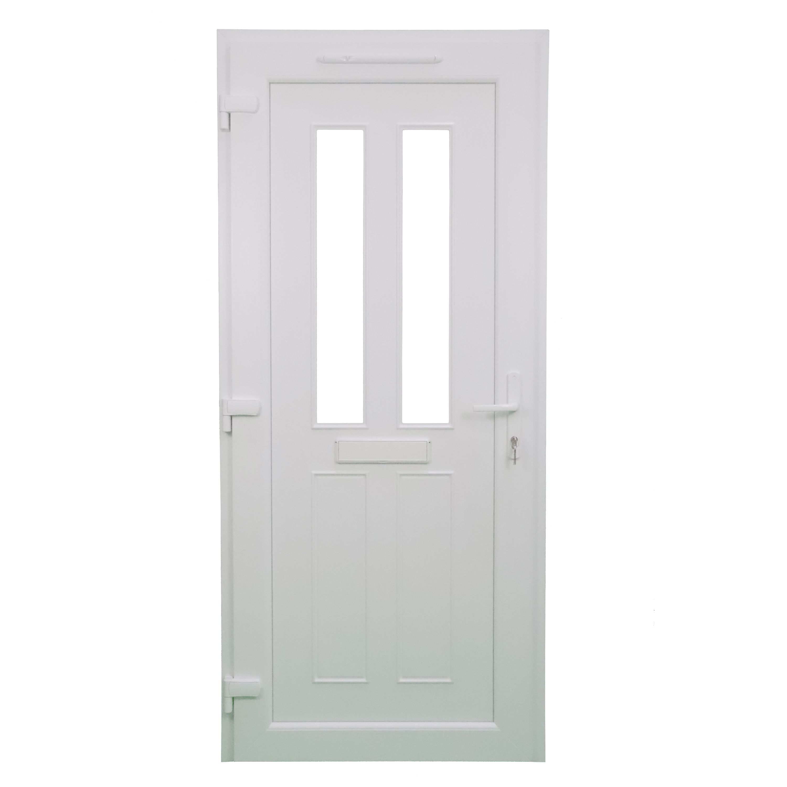 Fortia Chesil Frosted Glazed White RH External Front Door set, (H)2085mm (W)920mm