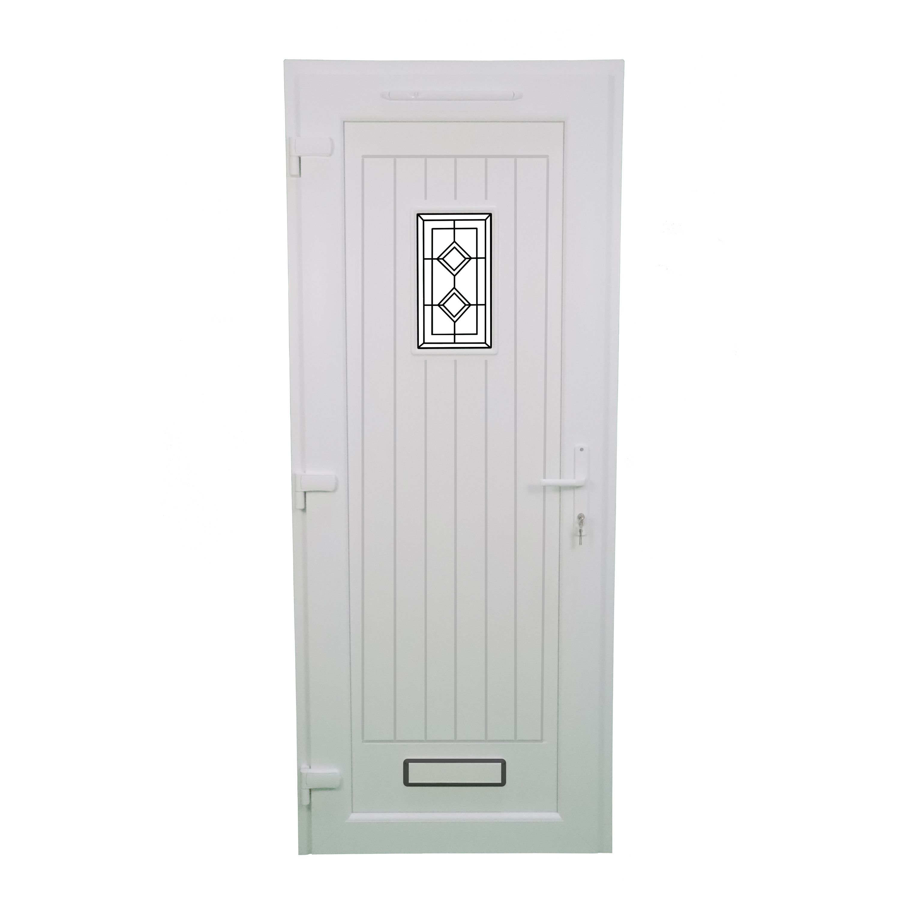 Fortia Curral Frosted Glazed Anthracite RH External Front Door set, (H)2085mm (W)840mm