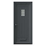 Fortia Curral Frosted Glazed Anthracite RH External Front Door set, (H)2085mm (W)920mm