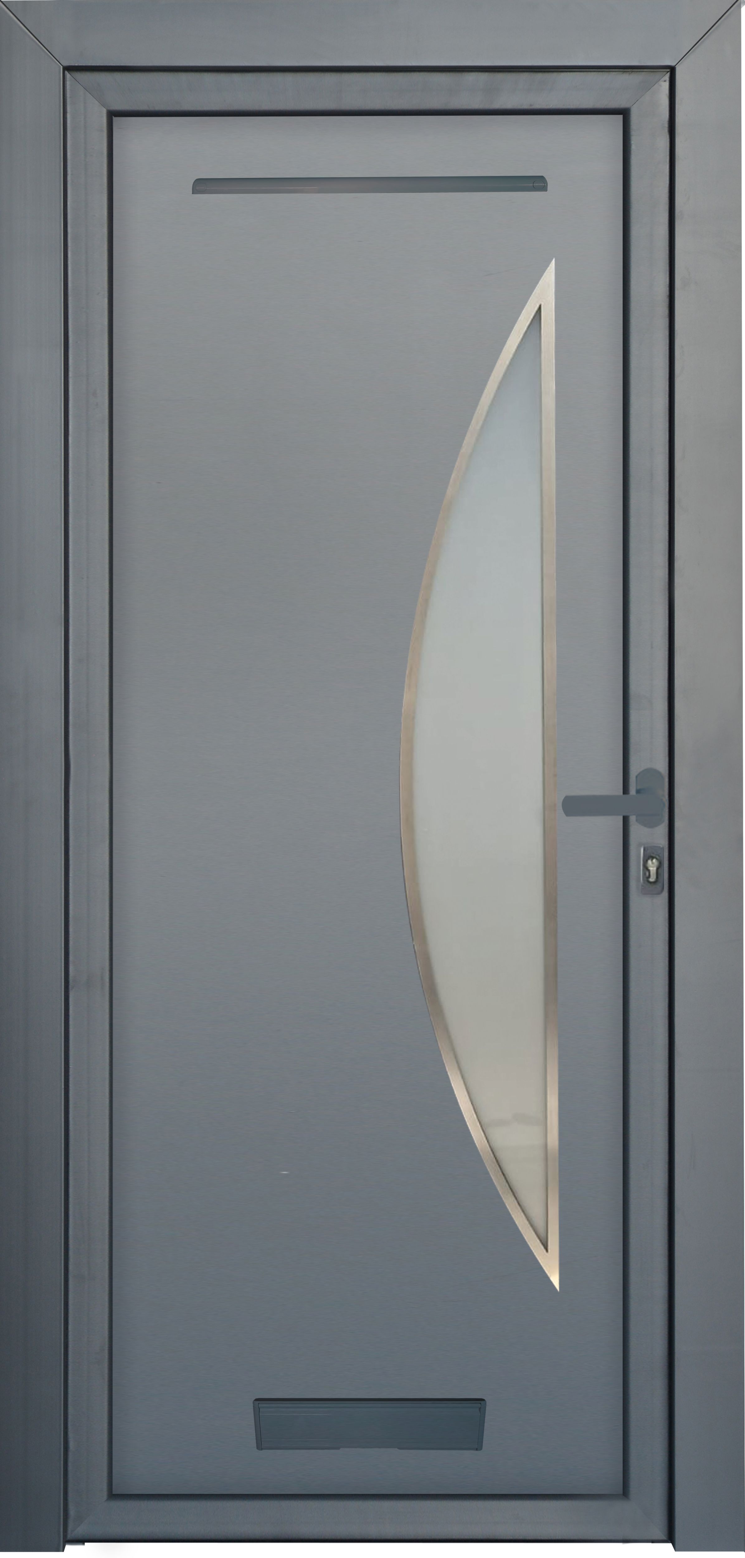 Fortia Hermoso Frosted Glazed Antracite LH External Front Door set, (H)2085mm (W)840mm