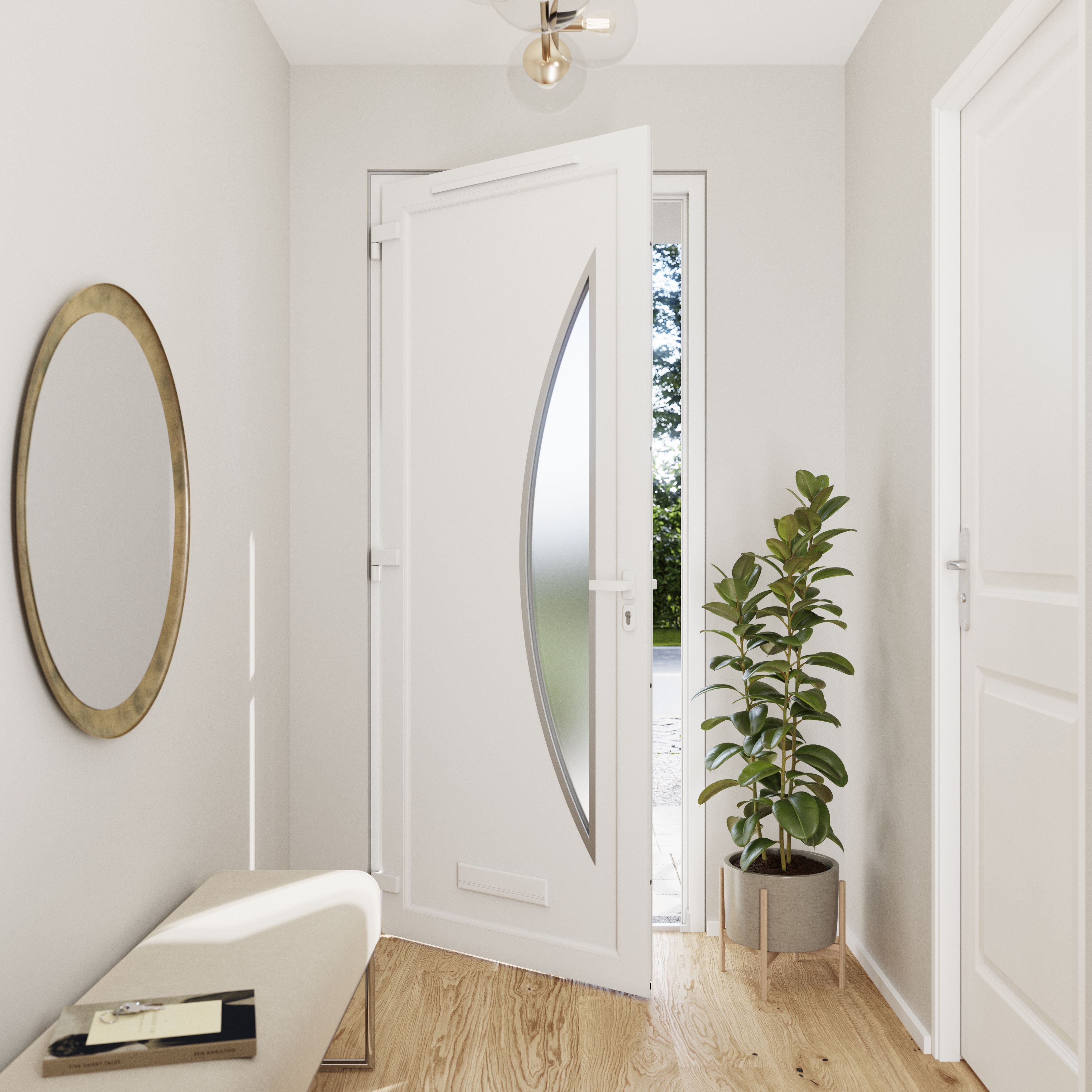 Fortia Hermoso Frosted Glazed Antracite RH External Front Door set, (H)2085mm (W)920mm