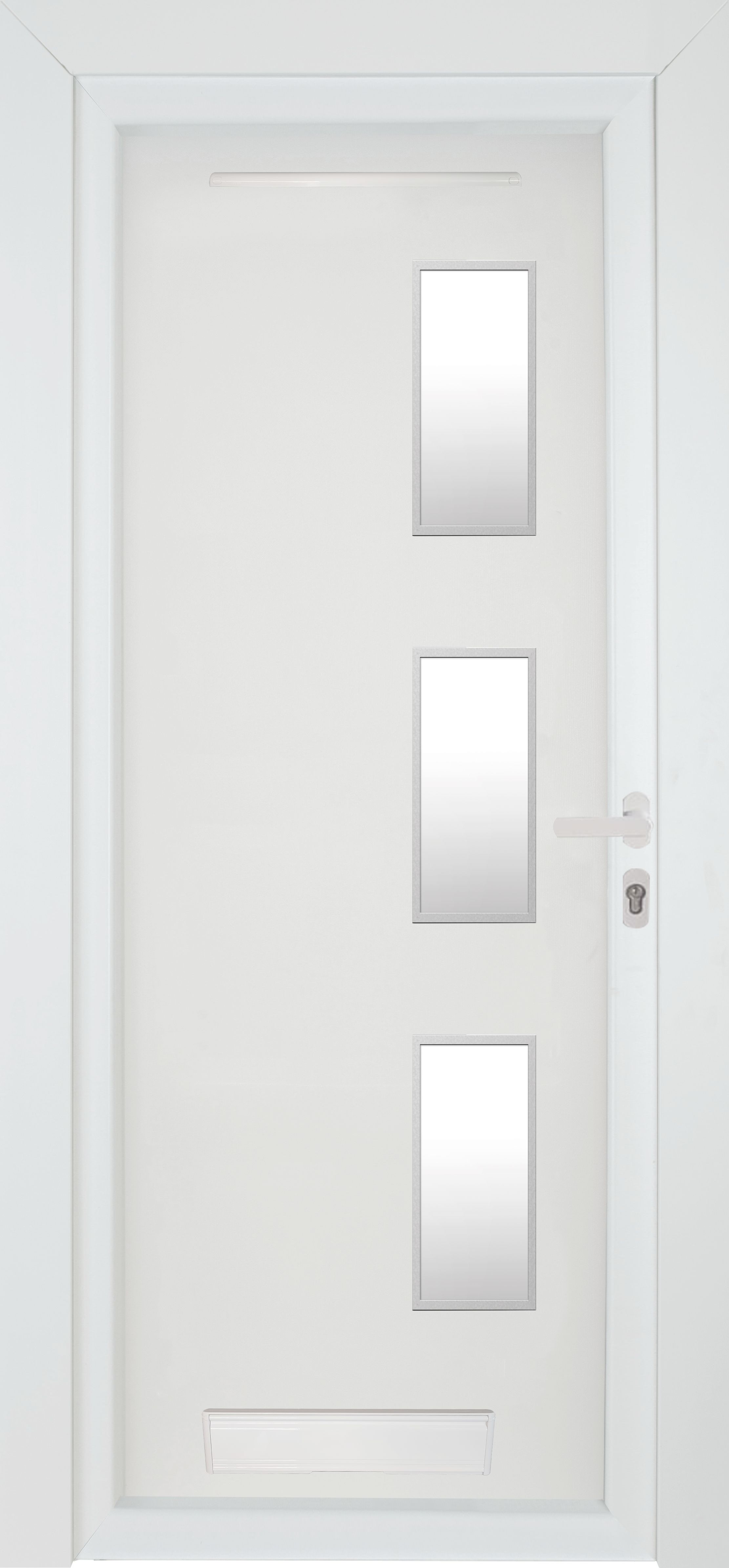 Fortia Kilifi Frosted Glazed White LH External Front Door set, (H)2085mm (W)920mm