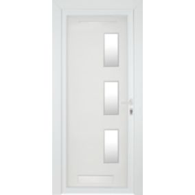 Fortia Kilifi Frosted Glazed White LH External Front Door set, (H)2085mm (W)920mm