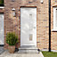 Fortia Kilifi Frosted Glazed White RH External Front Door set, (H)2085mm (W)920mm