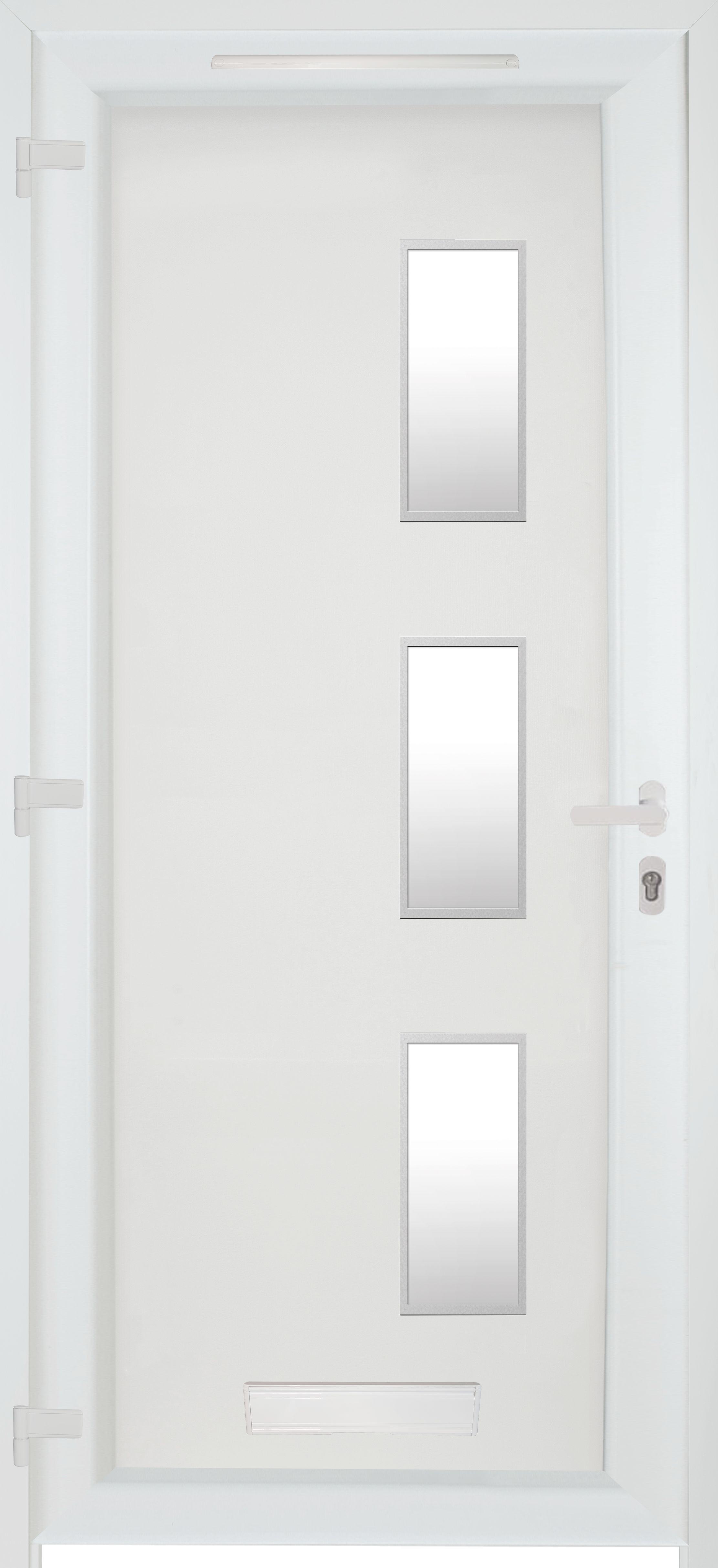 Fortia Kilifi Frosted Glazed White RH External Front Door set, (H)2085mm (W)920mm