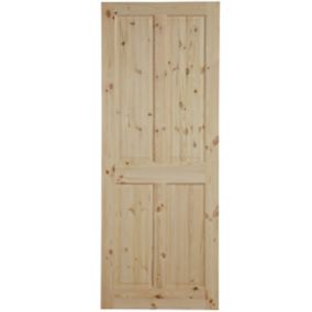 Fortia Knotty 4 panel Unglazed Victorian Natural Pine veneer Internal Timber Door, (H)1981mm (W)762mm (T)35mm