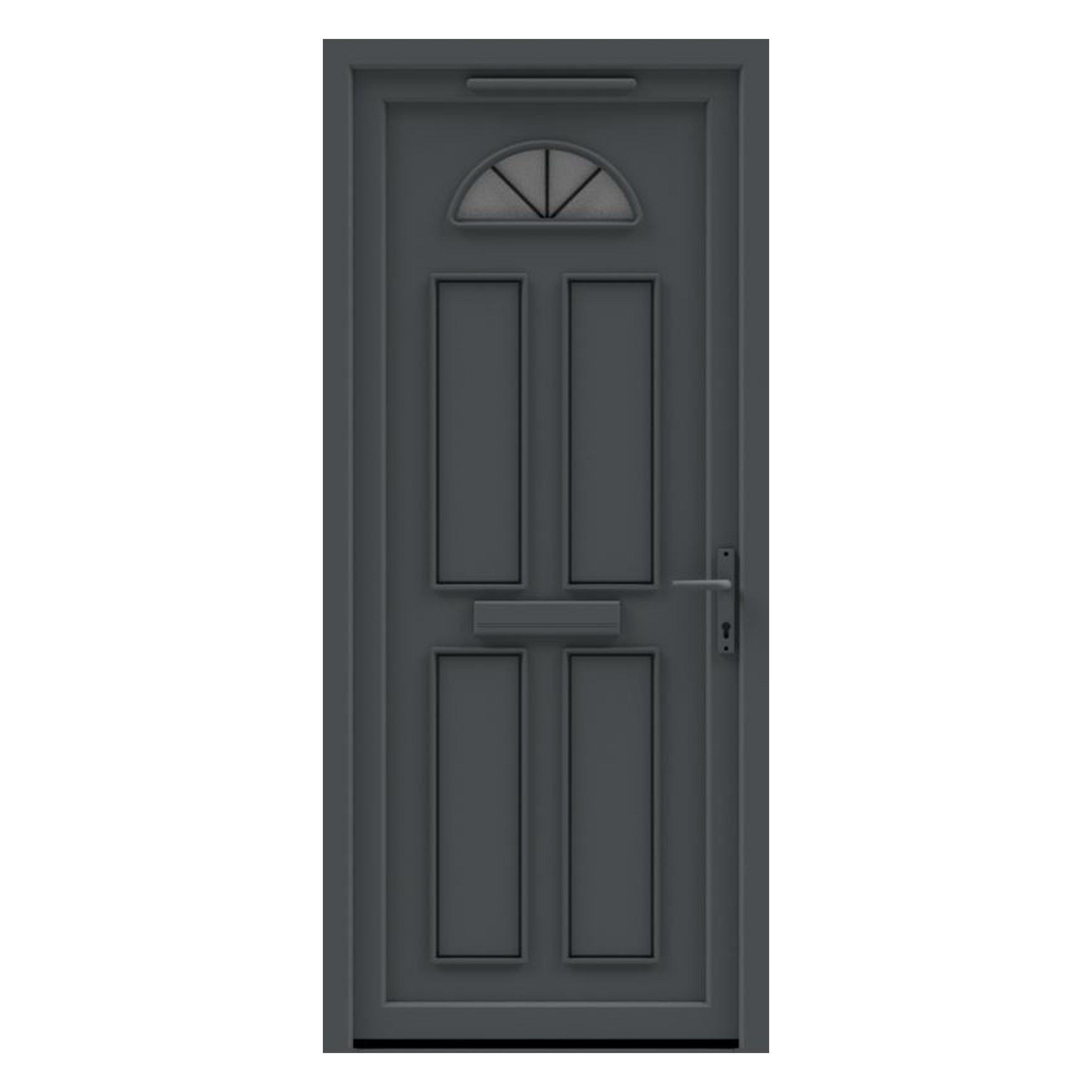Fortia Lorne Clear Glazed Anthracite LH External Front Door set, (H)2085mm (W)840mm