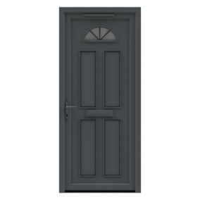 Fortia Lorne Clear Glazed Anthracite RH External Front Door set, (H)2085mm (W)840mm