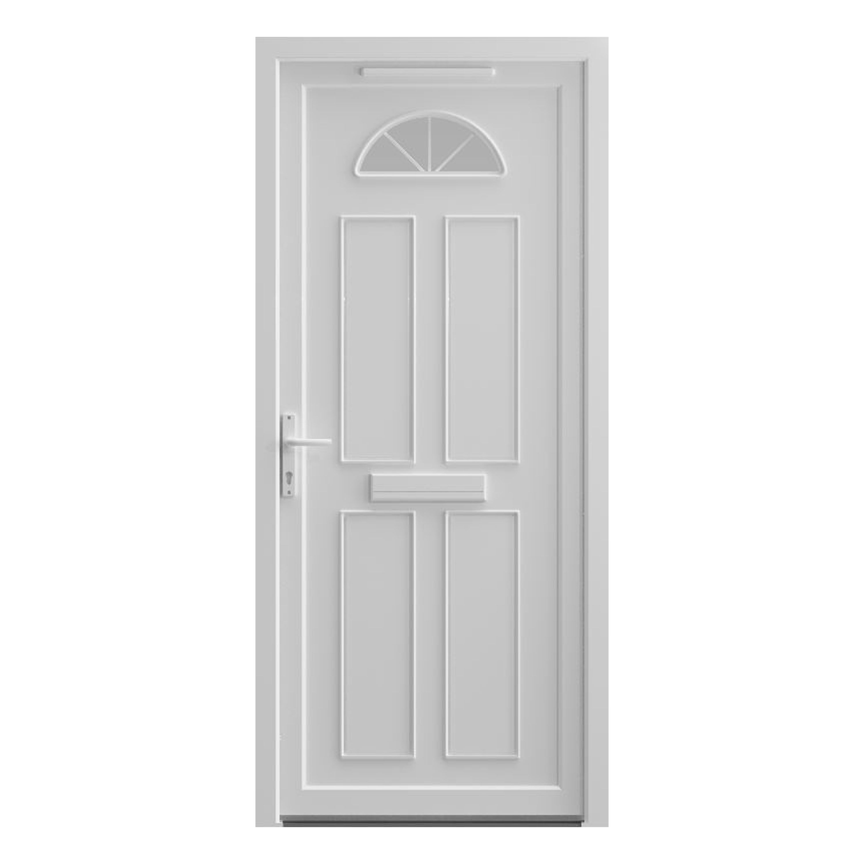 Fortia Lorne Clear Glazed Modern White RH External Front Door set, (H)2085mm (W)840mm