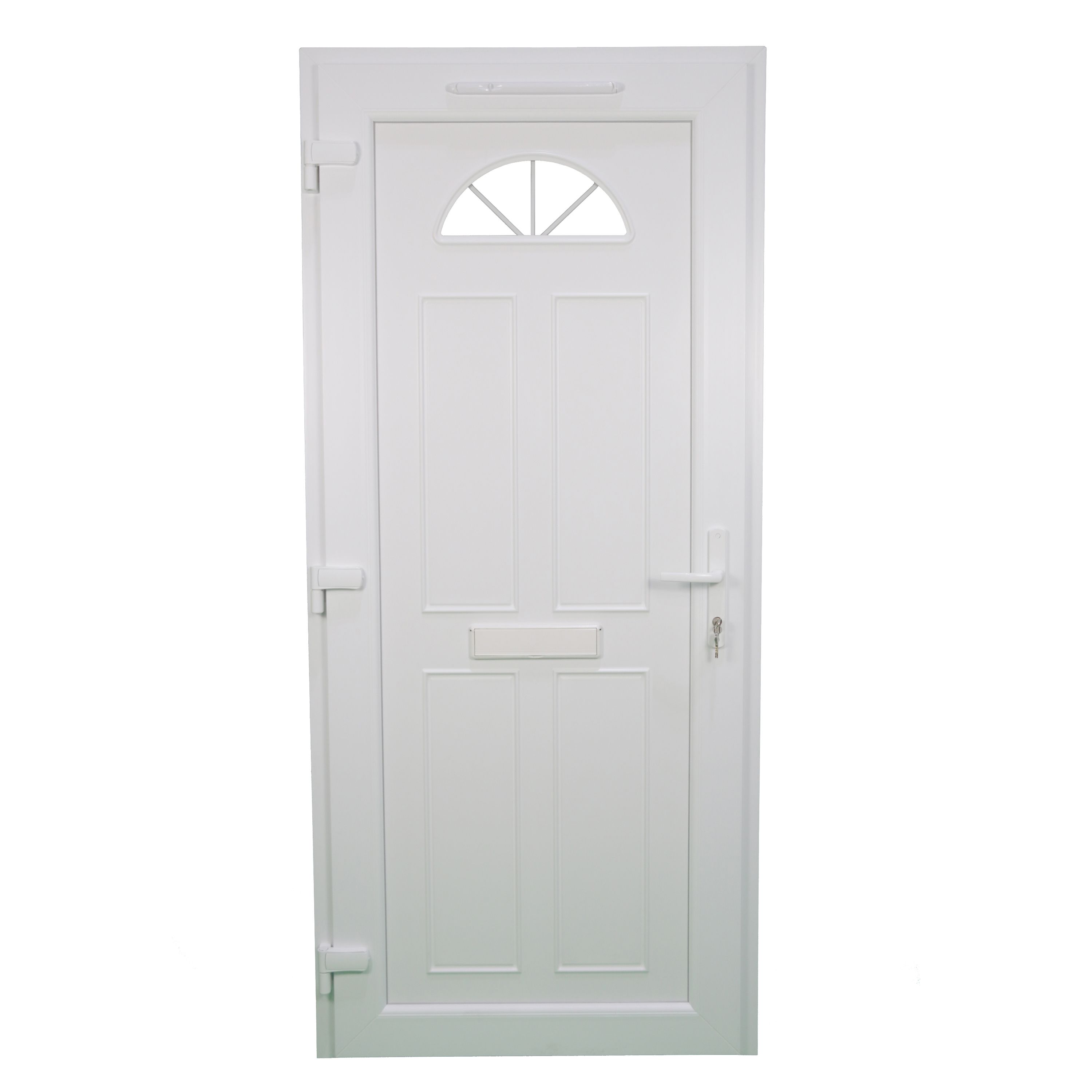 Fortia Lorne Clear Glazed Modern White RH External Front Door set, (H)2085mm (W)840mm