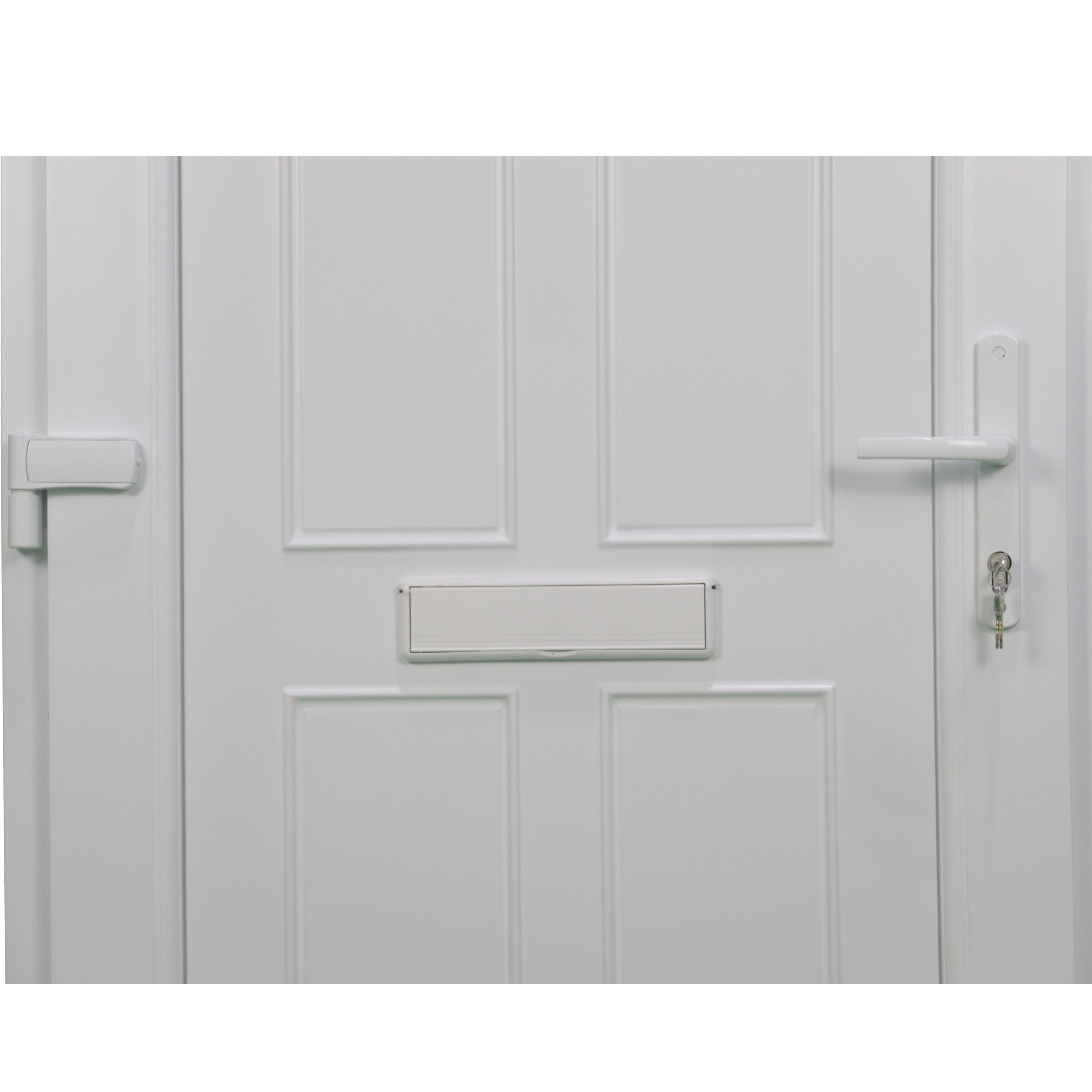 Fortia Lorne Clear Glazed Modern White RH External Front Door set, (H)2085mm (W)840mm