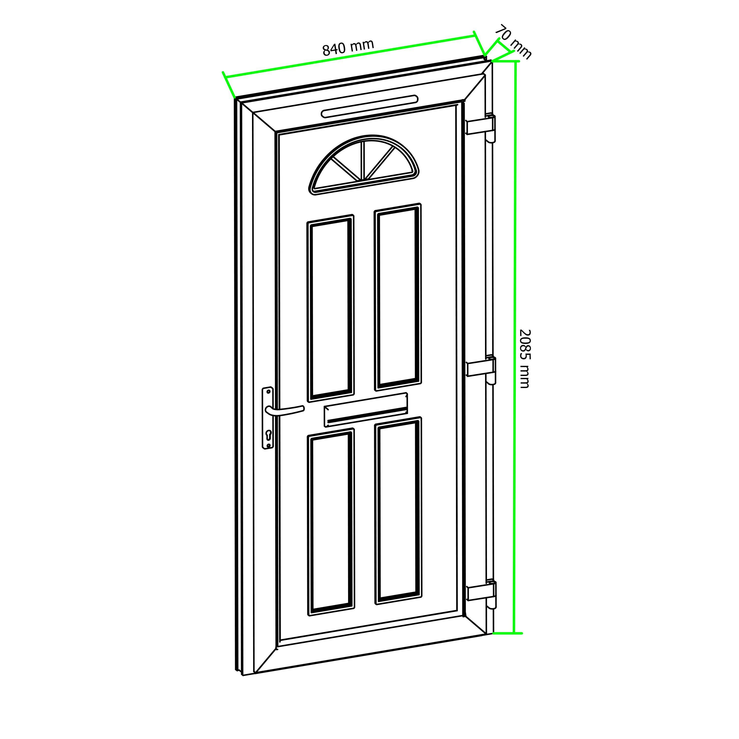 Fortia Lorne Flat Clear Glazed Anthracite LH External Front Door set, (H)2085mm (W)840mm