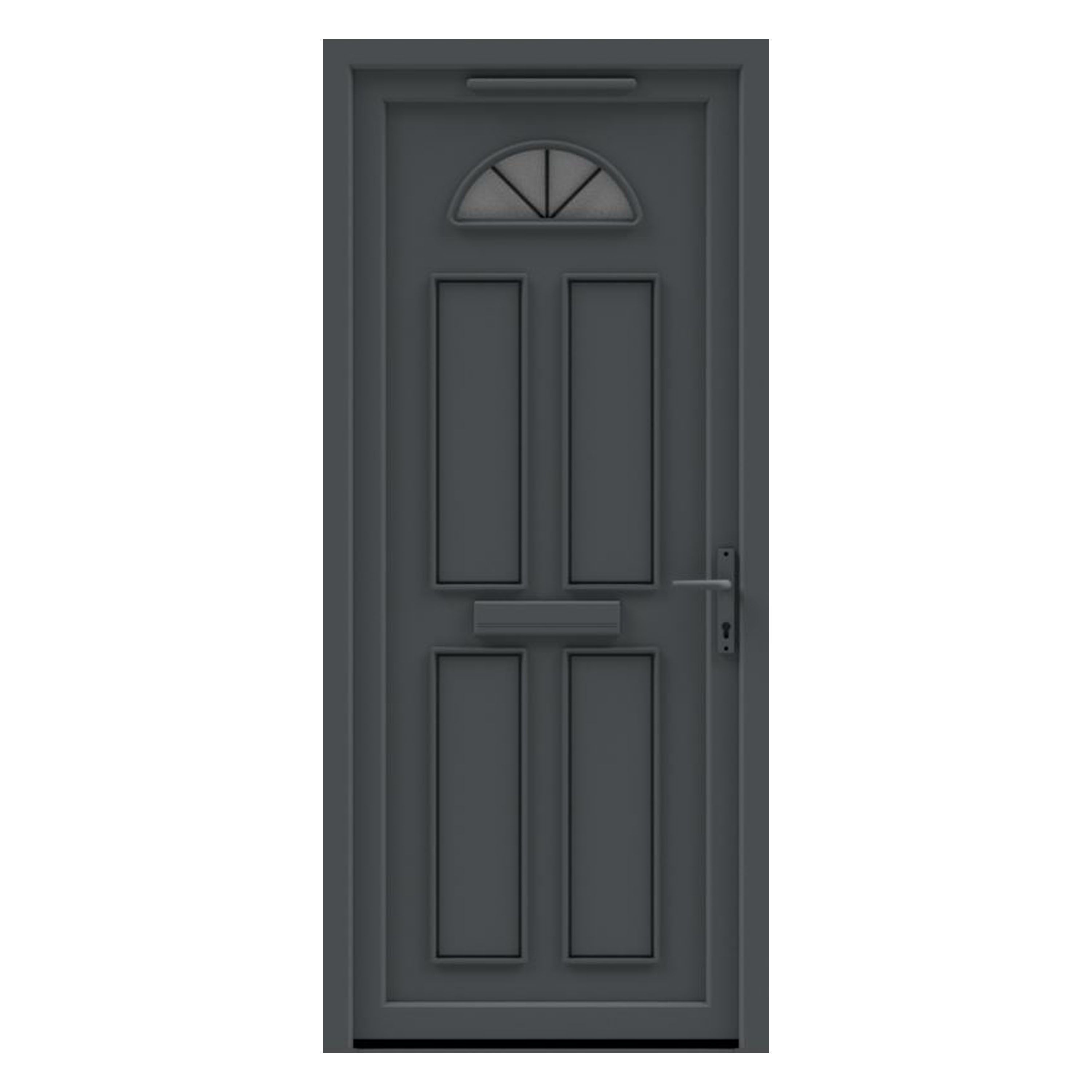 Fortia Lorne Flat Clear Glazed Anthracite LH External Front Door set, (H)2085mm (W)840mm