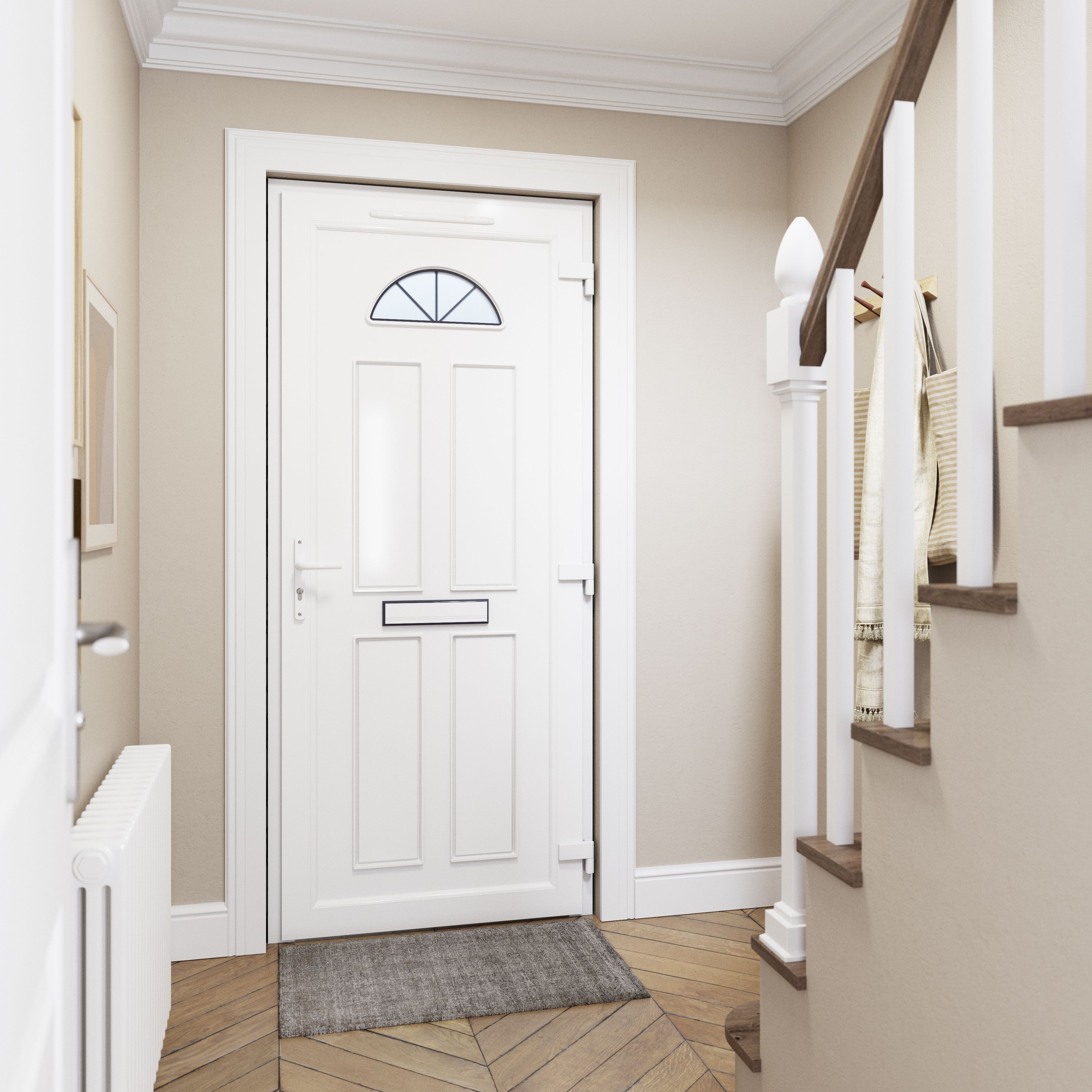 Fortia Lorne Flat Clear Glazed Anthracite LH External Front Door set, (H)2085mm (W)840mm