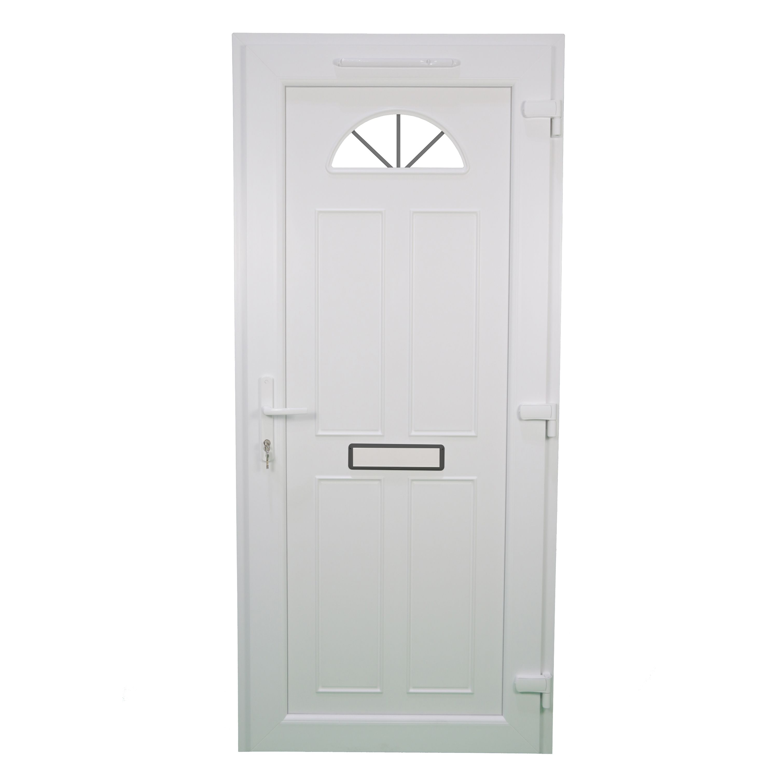 Fortia Lorne Flat Clear Glazed Anthracite LH External Front Door set, (H)2085mm (W)840mm