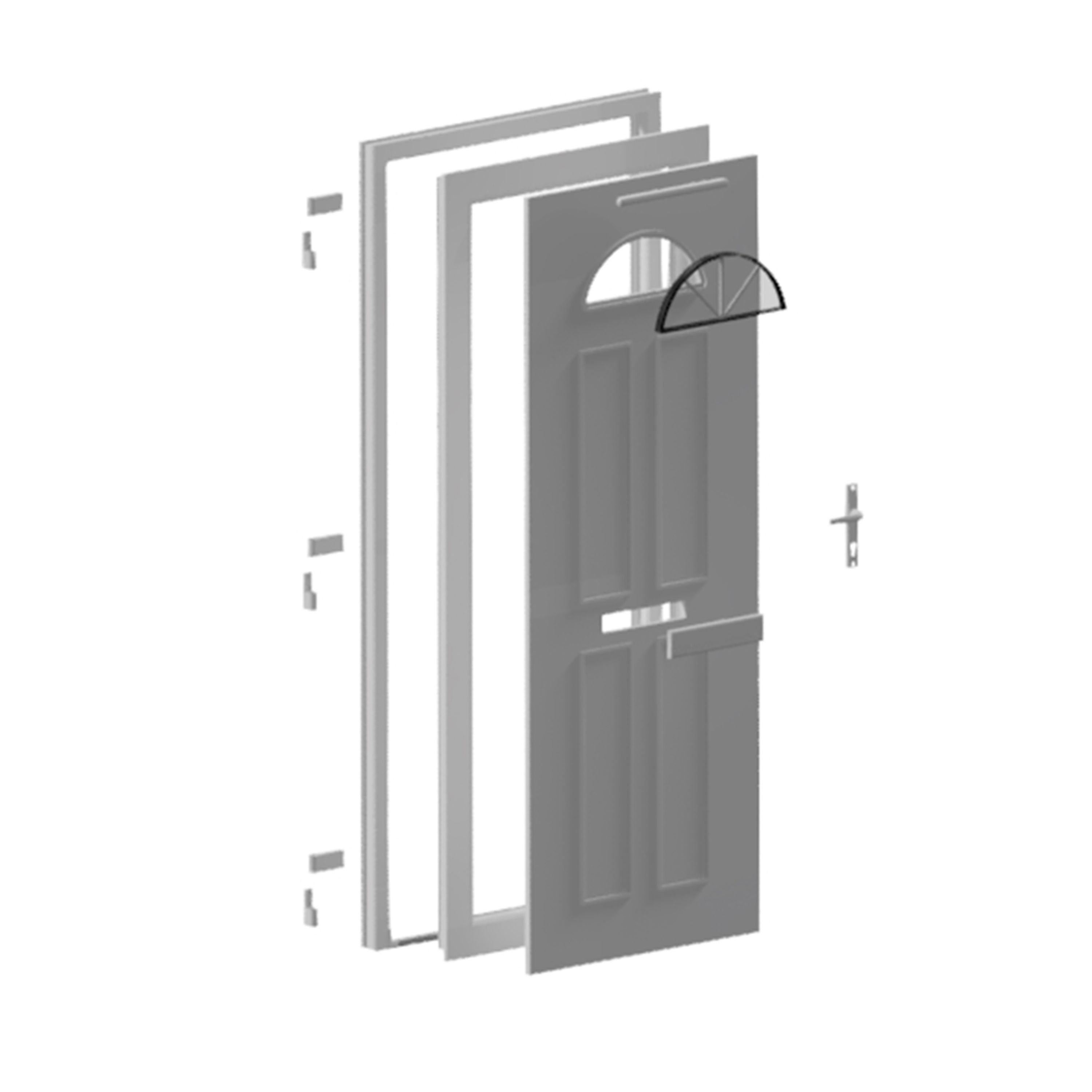 Fortia Lorne Flat Clear Glazed Anthracite LH External Front Door set, (H)2085mm (W)840mm
