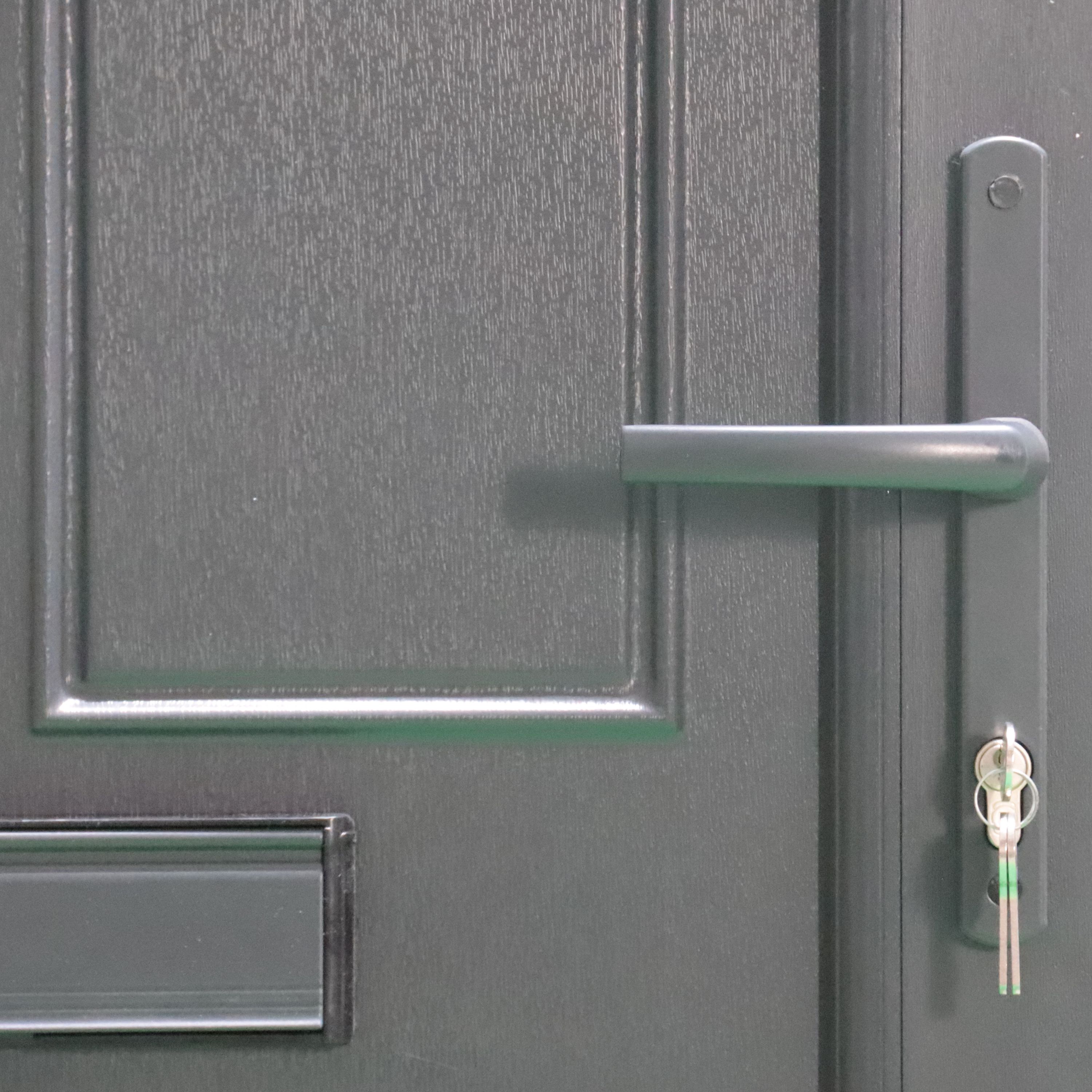 Fortia Lorne Flat Clear Glazed Anthracite LH External Front Door set, (H)2085mm (W)840mm