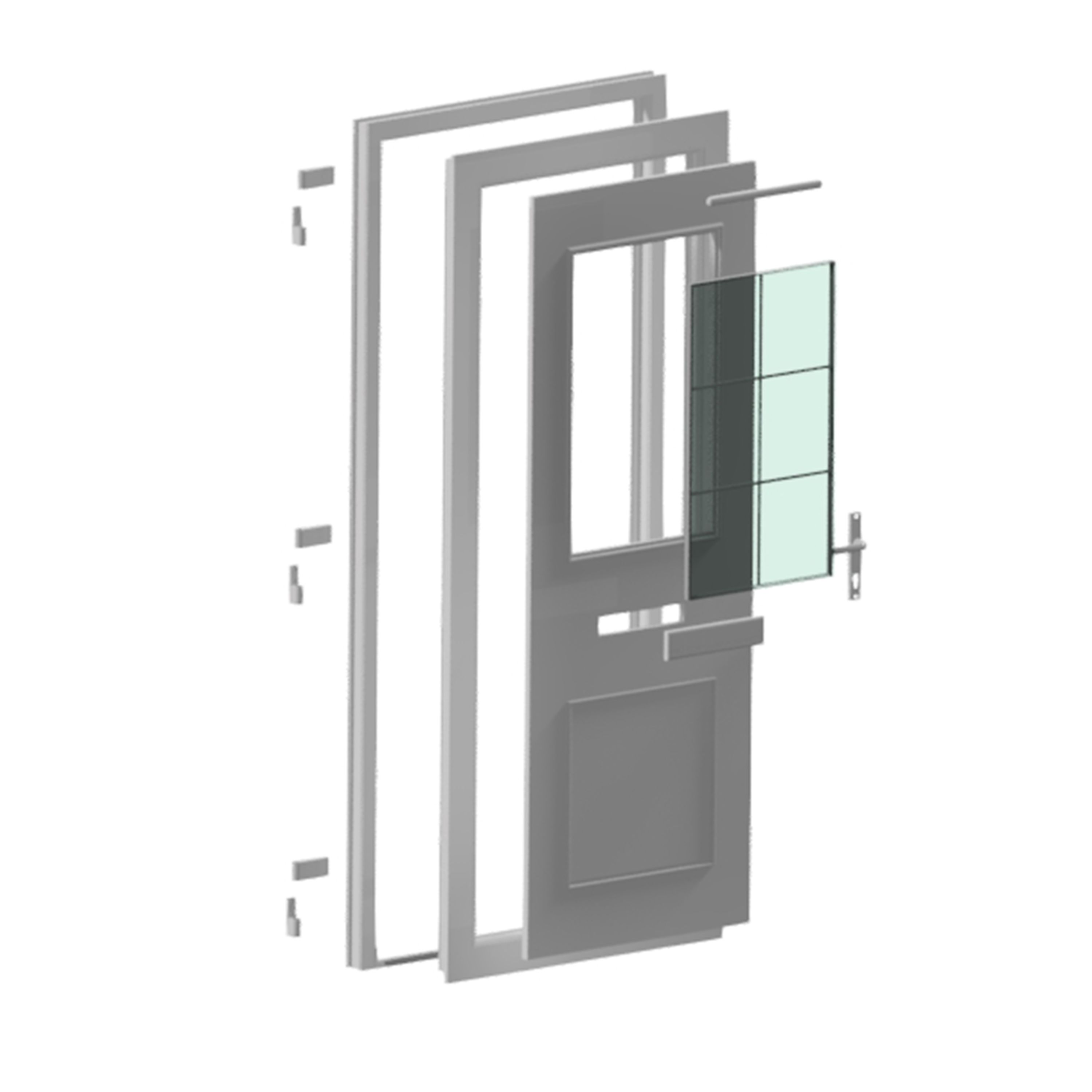 Fortia Mindil Clear Glazed Anthracite LH External Front Door set, (H)2085mm (W)840mm