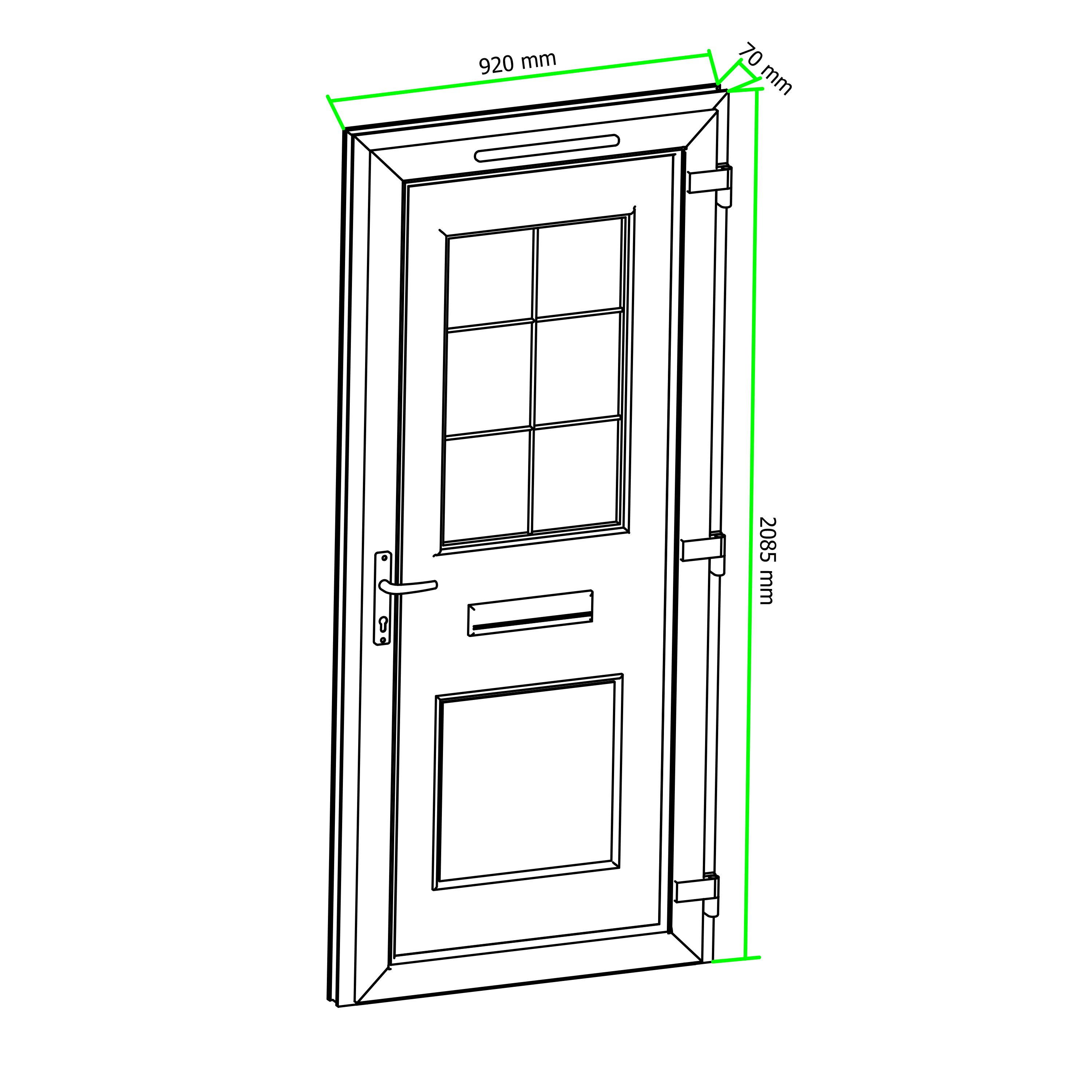 Fortia Mindil Clear Glazed Modern White LH External Front Door set, (H)2085mm (W)920mm