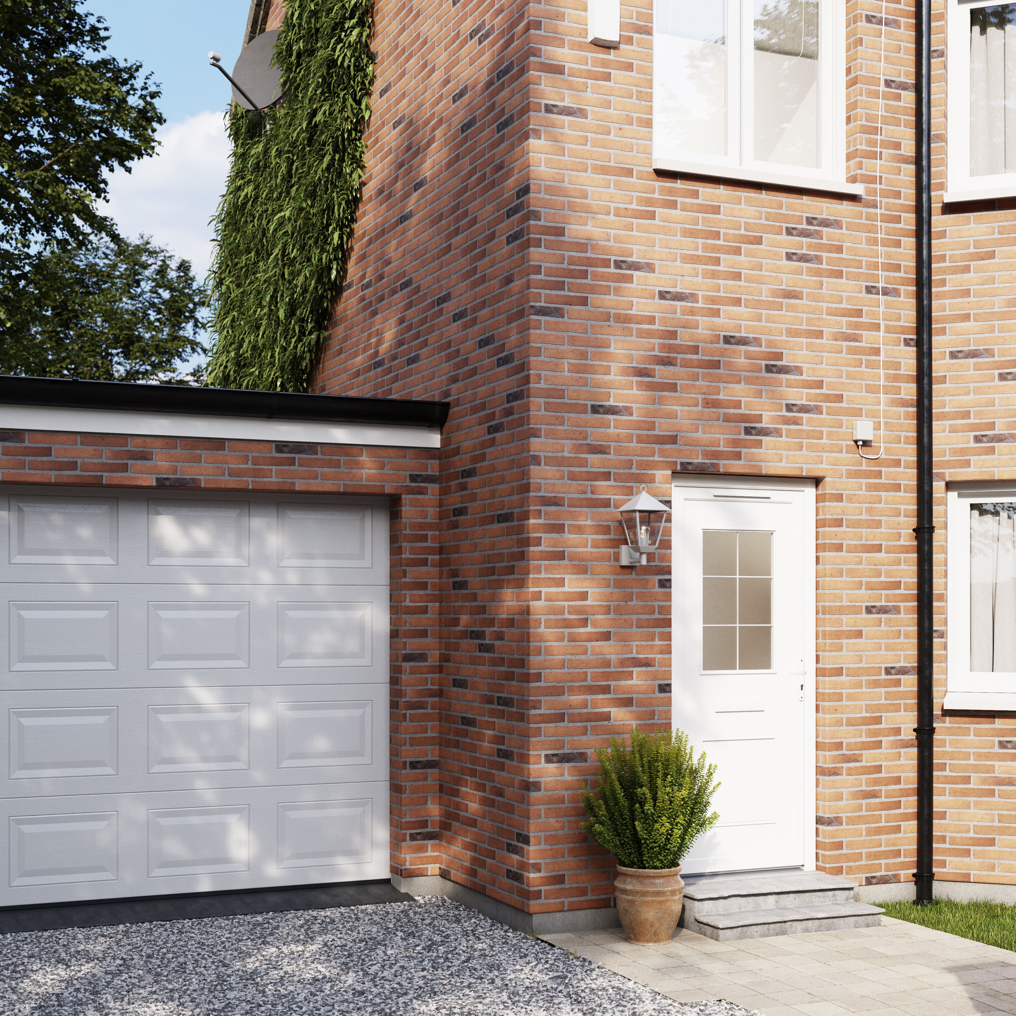 Fortia Mindil Clear Glazed Modern White LH External Front Door set, (H)2085mm (W)920mm