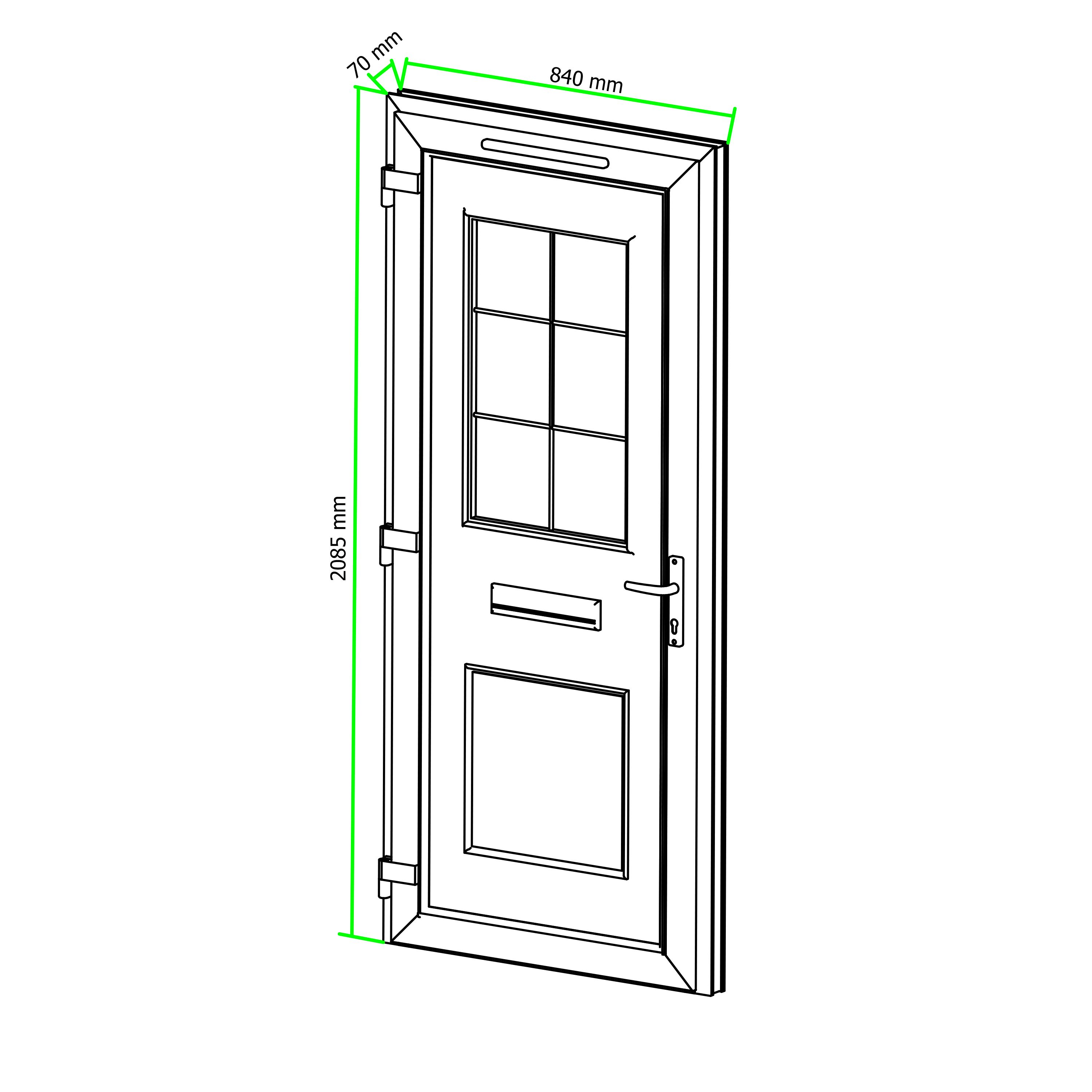 Fortia Mindil Clear Glazed Modern White RH External Front Door set, (H)2085mm (W)840mm