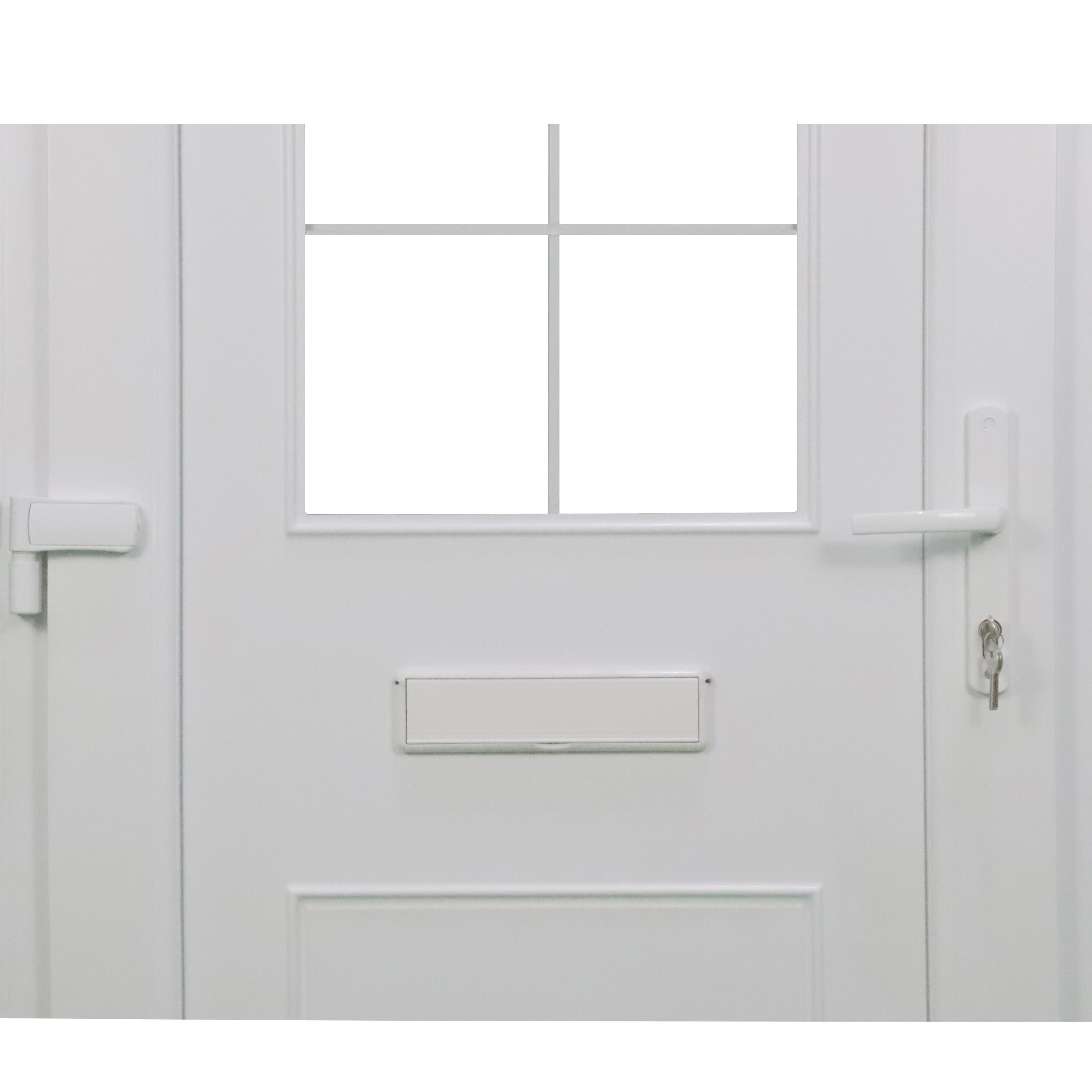 Fortia Mindil Clear Glazed Modern White RH External Front Door set, (H)2085mm (W)840mm