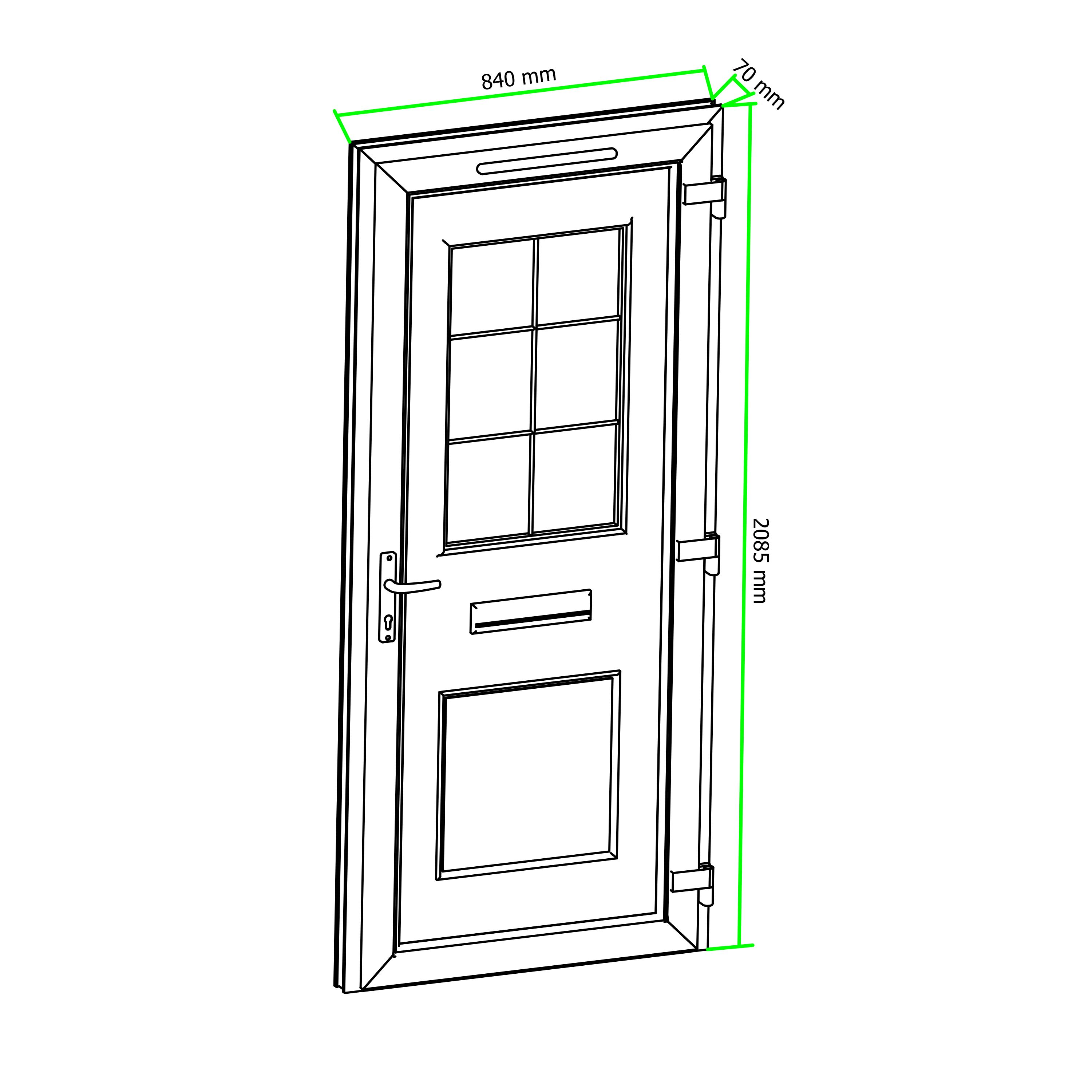 Fortia Mindil Flat Clear Glazed White LH External Front Door set, (H)2085mm (W)840mm