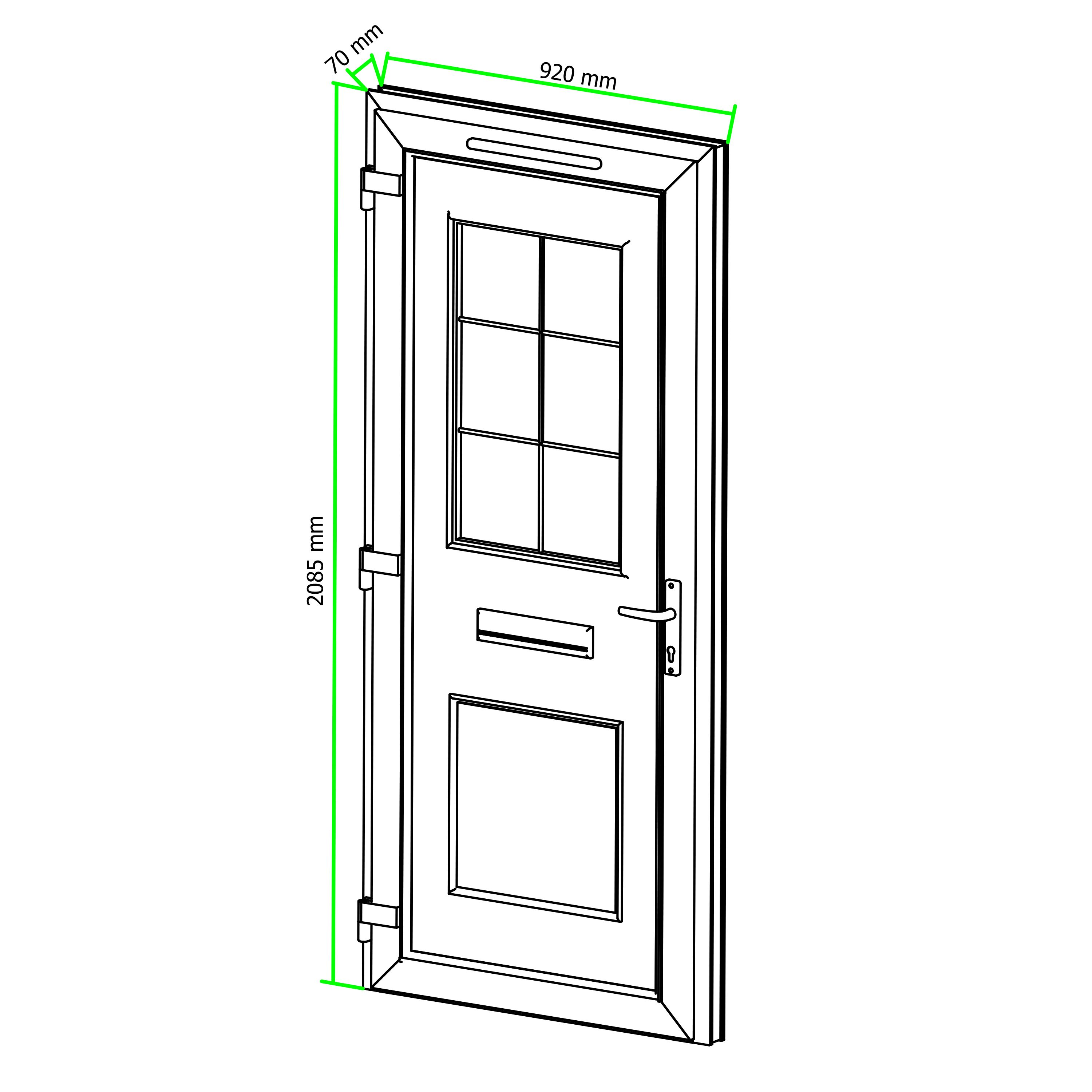 Fortia Mindil Flat Clear Glazed White RH External Front Door set, (H)2085mm (W)920mm