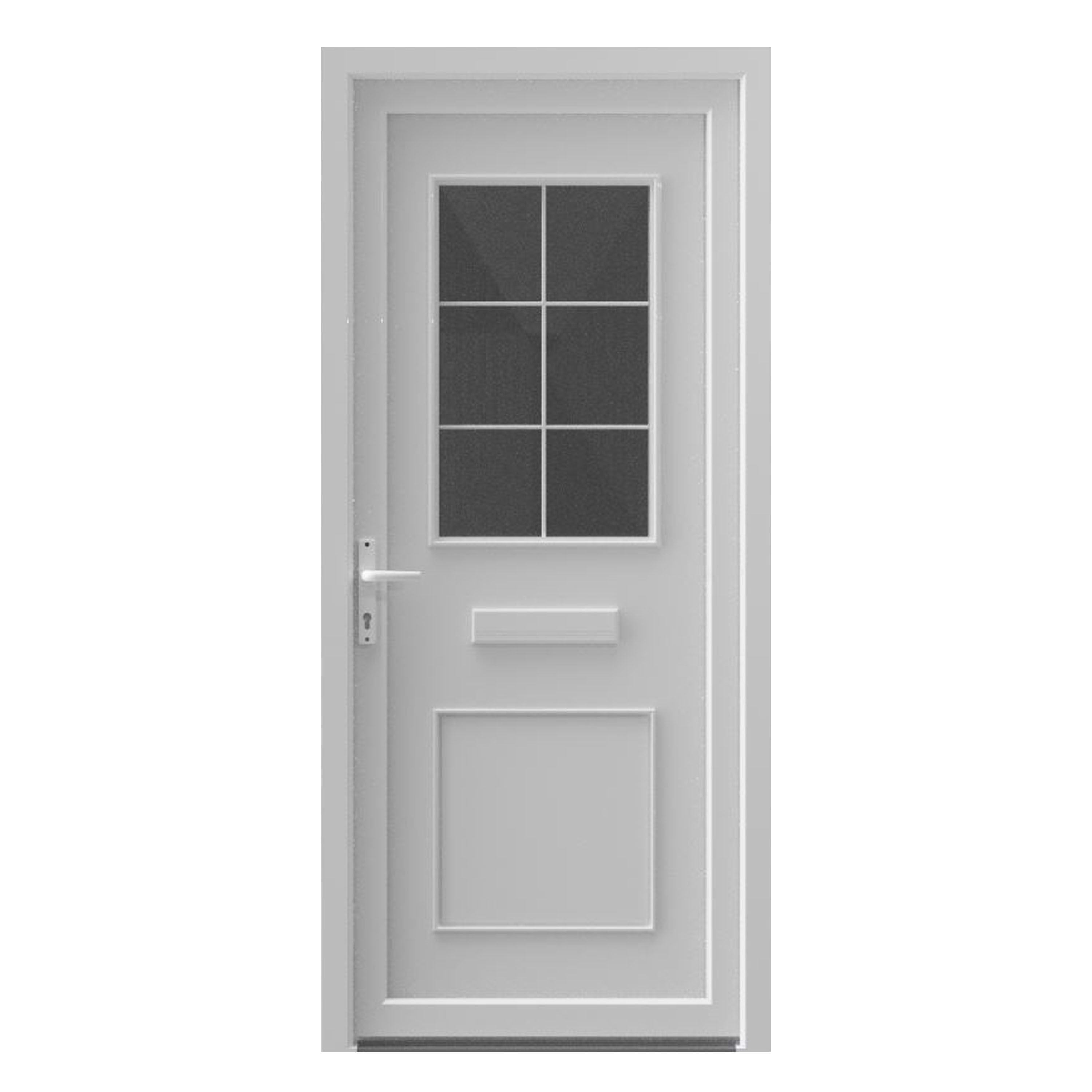 Fortia Mindil Flat Clear Glazed White RH External Front Door set, (H)2085mm (W)920mm