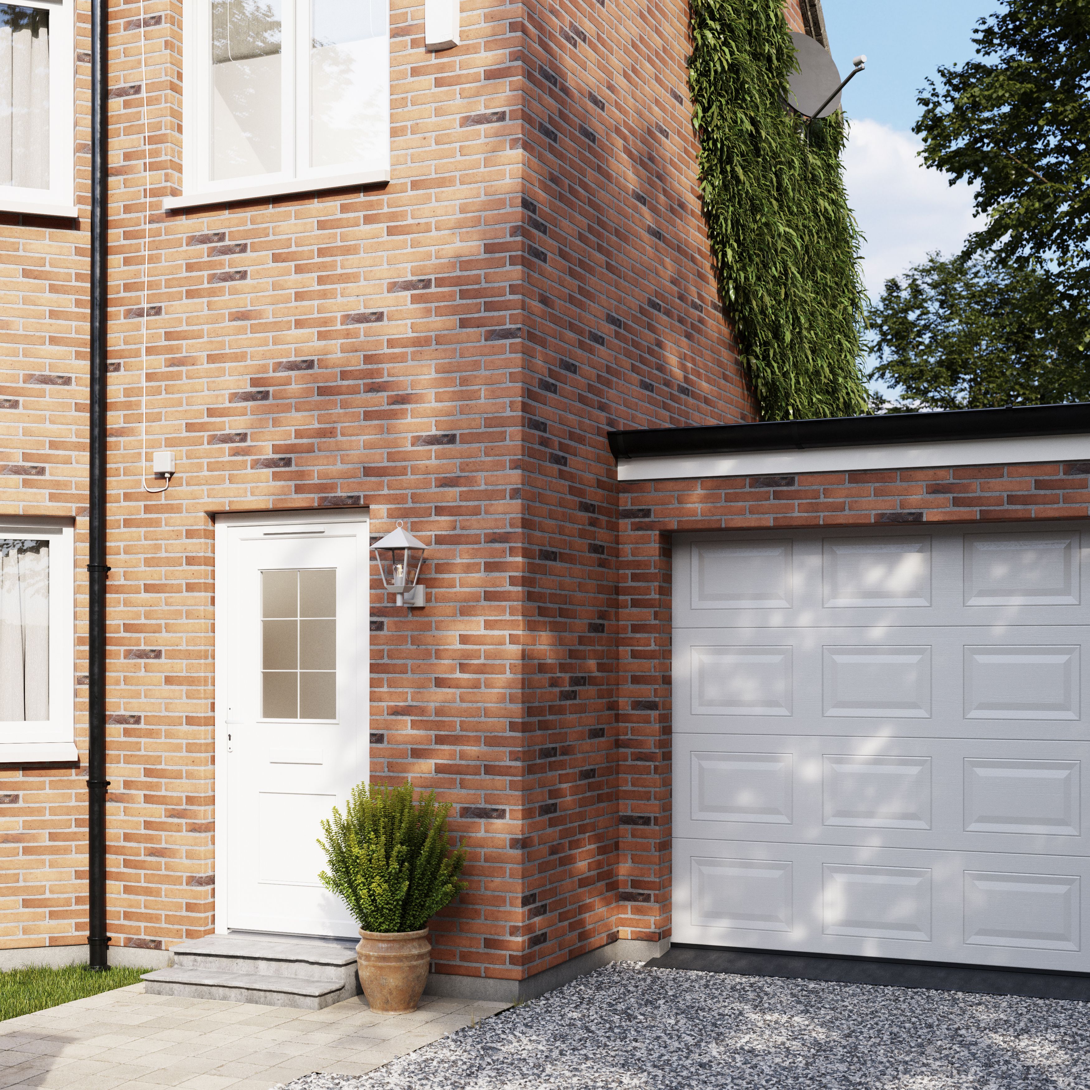 Fortia Mindil Flat Clear Glazed White RH External Front Door set, (H)2085mm (W)920mm