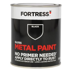 Fortress Black Gloss Metal paint, 0.75L