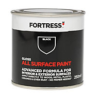 Fortress Black Gloss Multi-surface paint, 250ml