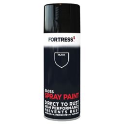 Fortress Black Gloss Multi-surface Spray paint, 400ml