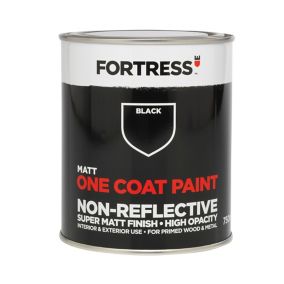 Fortress One coat Black Matt Metal & wood paint, 0.75L