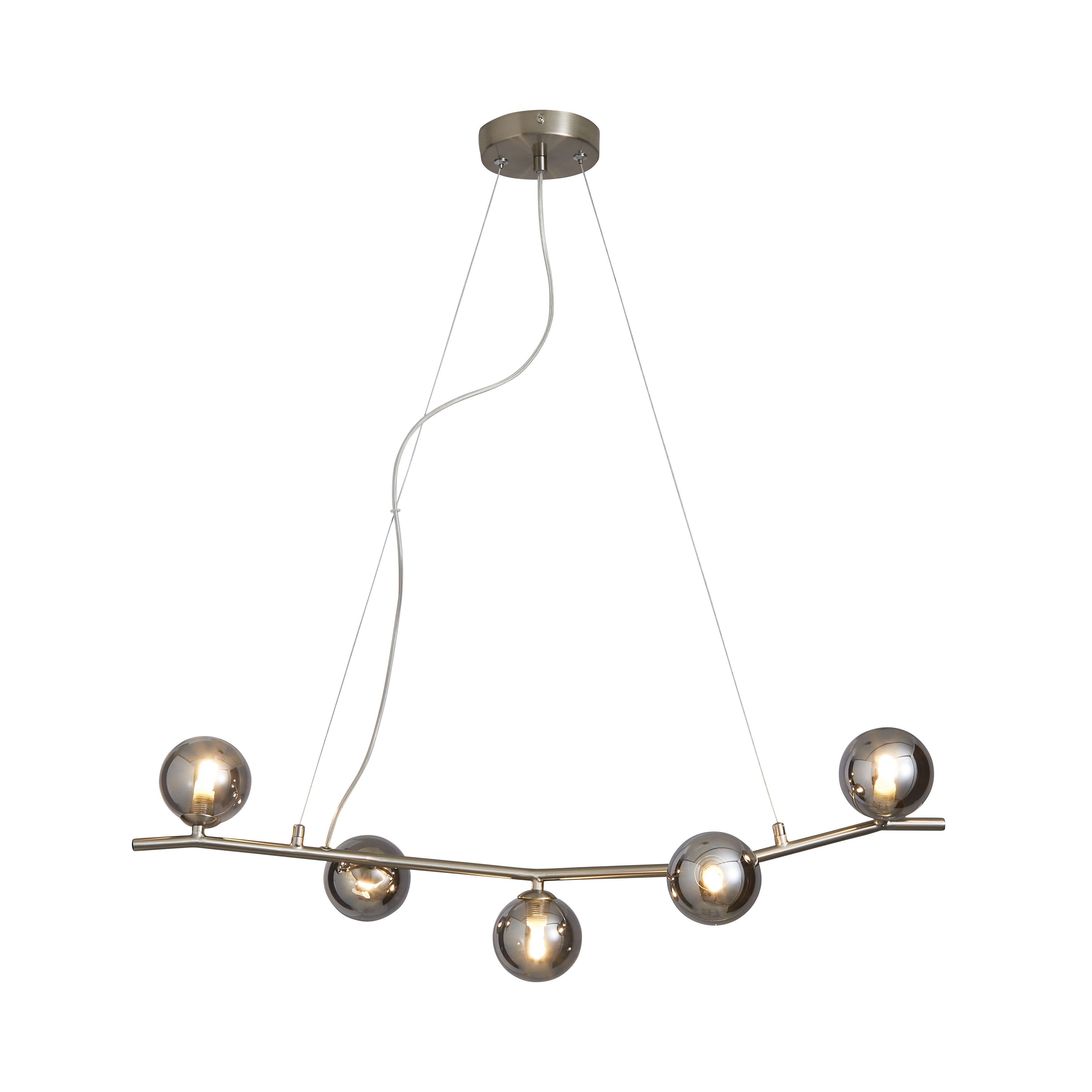 Fortuna Satin Nickel effect 5 Lamp Pendant ceiling light, (Dia)800mm