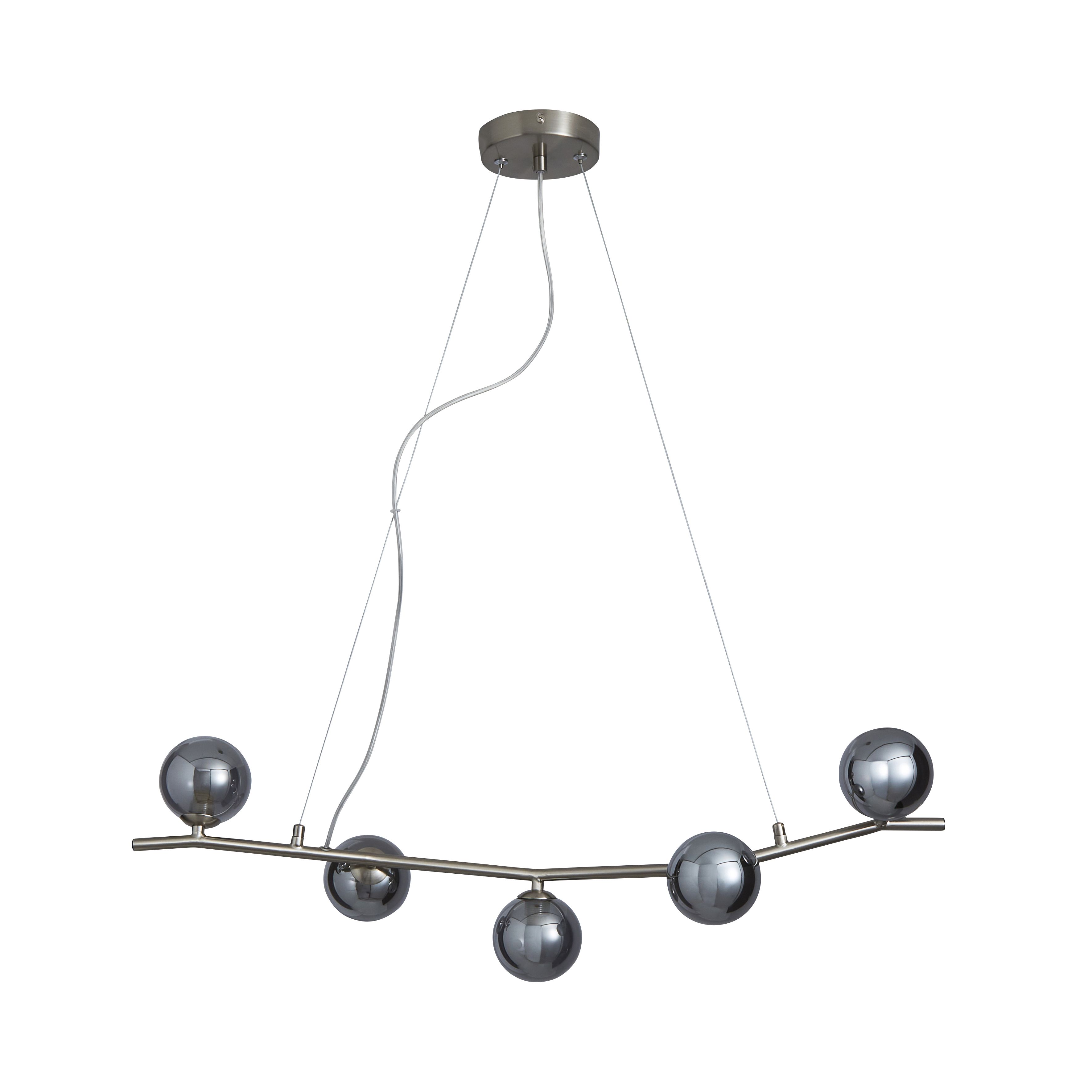 Fortuna Satin Nickel effect 5 Lamp Pendant ceiling light, (Dia)800mm